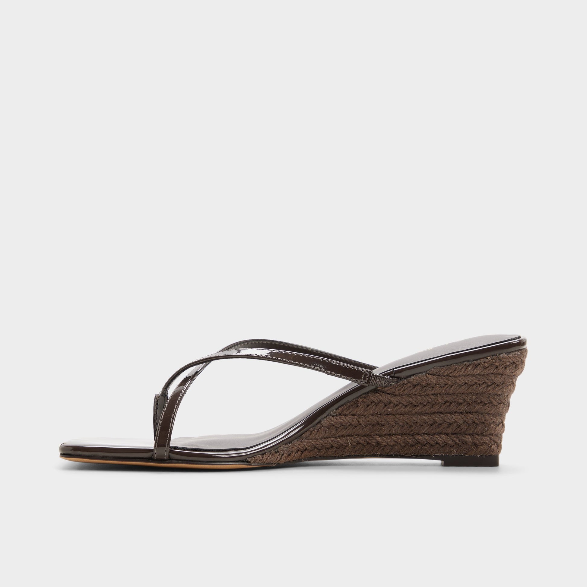 Side view of Dark brown Nadiana Wedge sandal