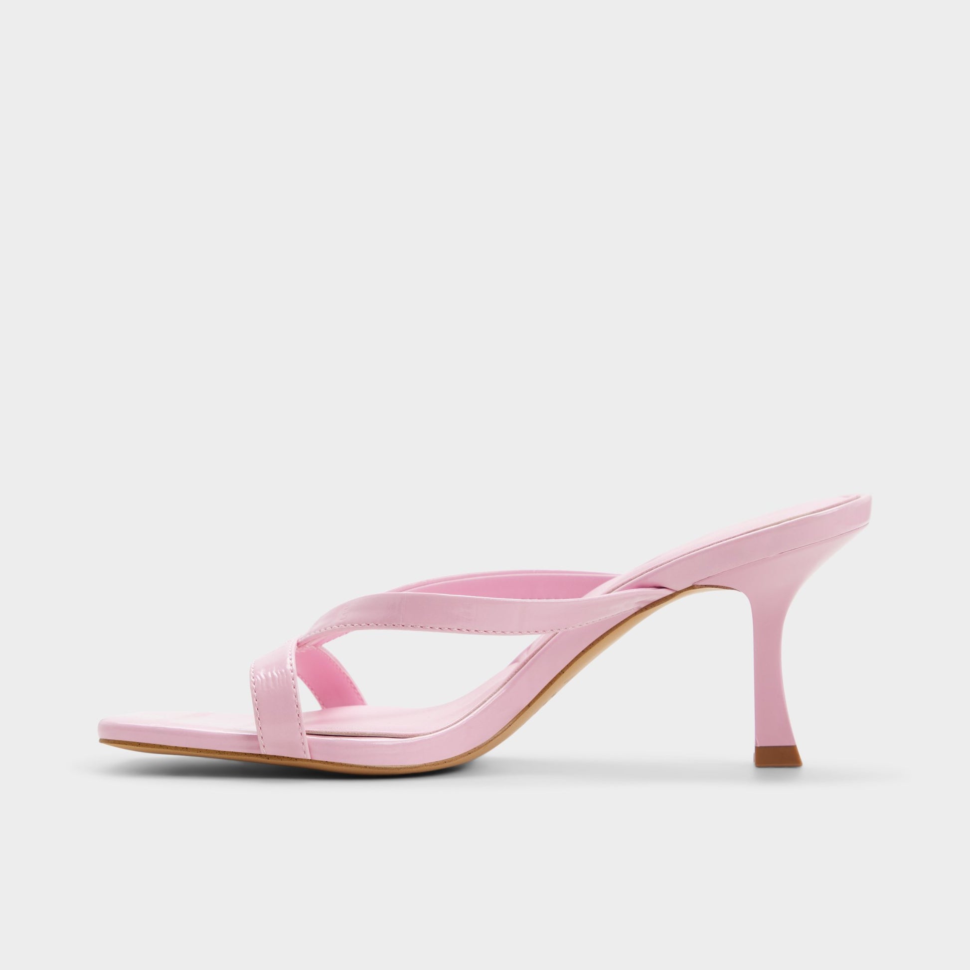 Side view of Medium pink Enalen Heeled mule