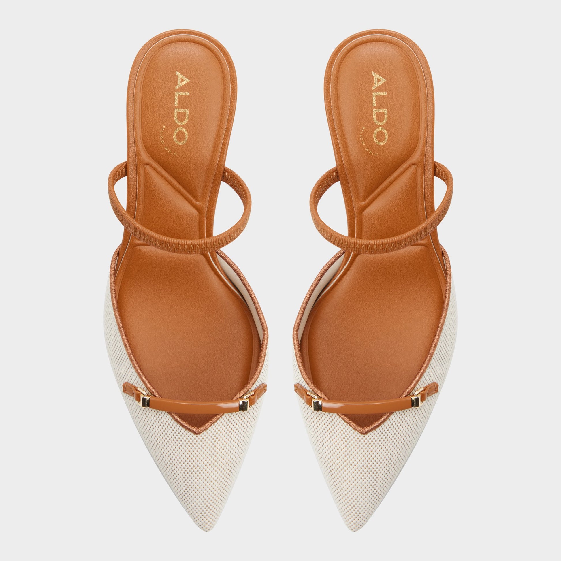 Top-down view of the Natural Nailah Slingback heel