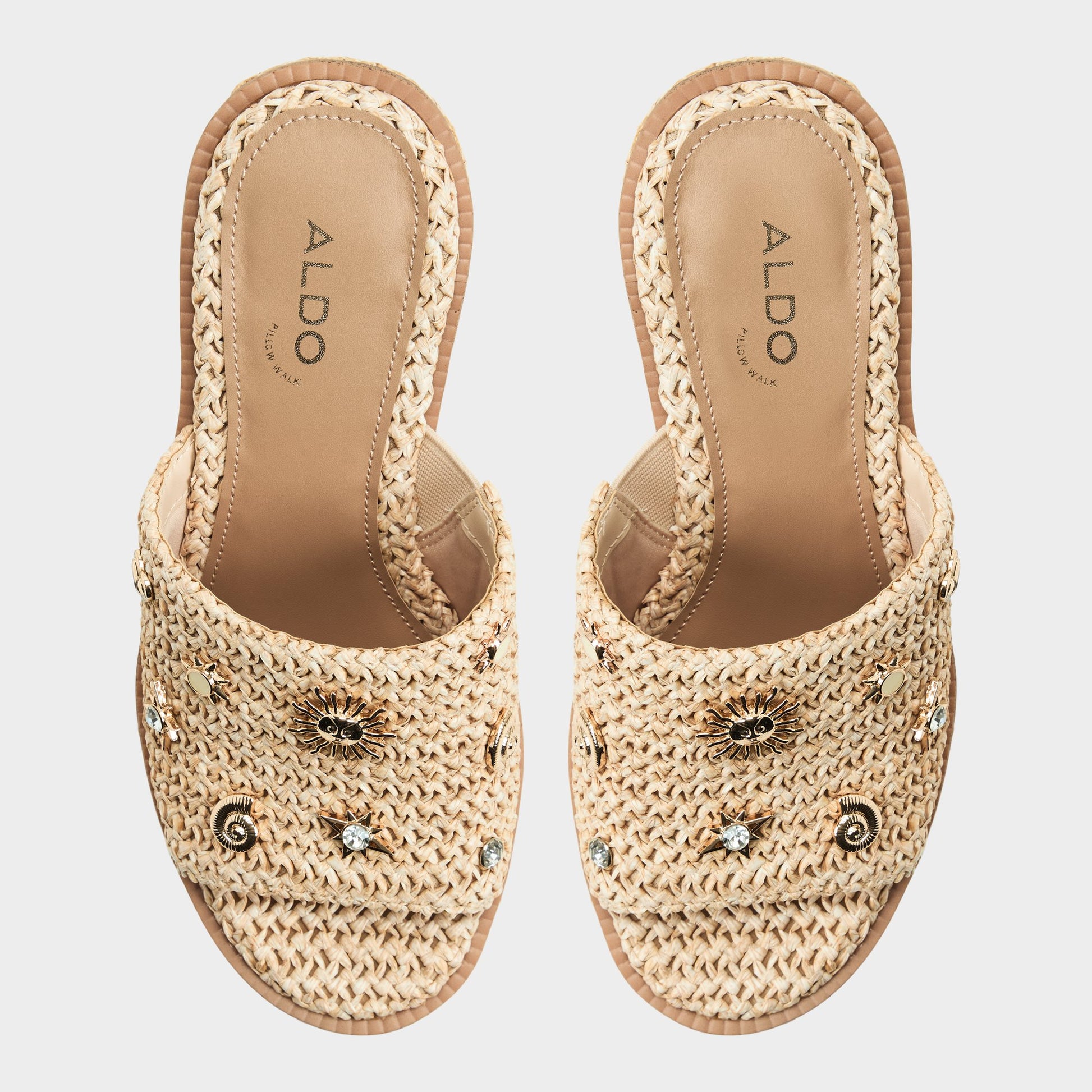 Top-down view of the Natural Midsommar Wedge sandal