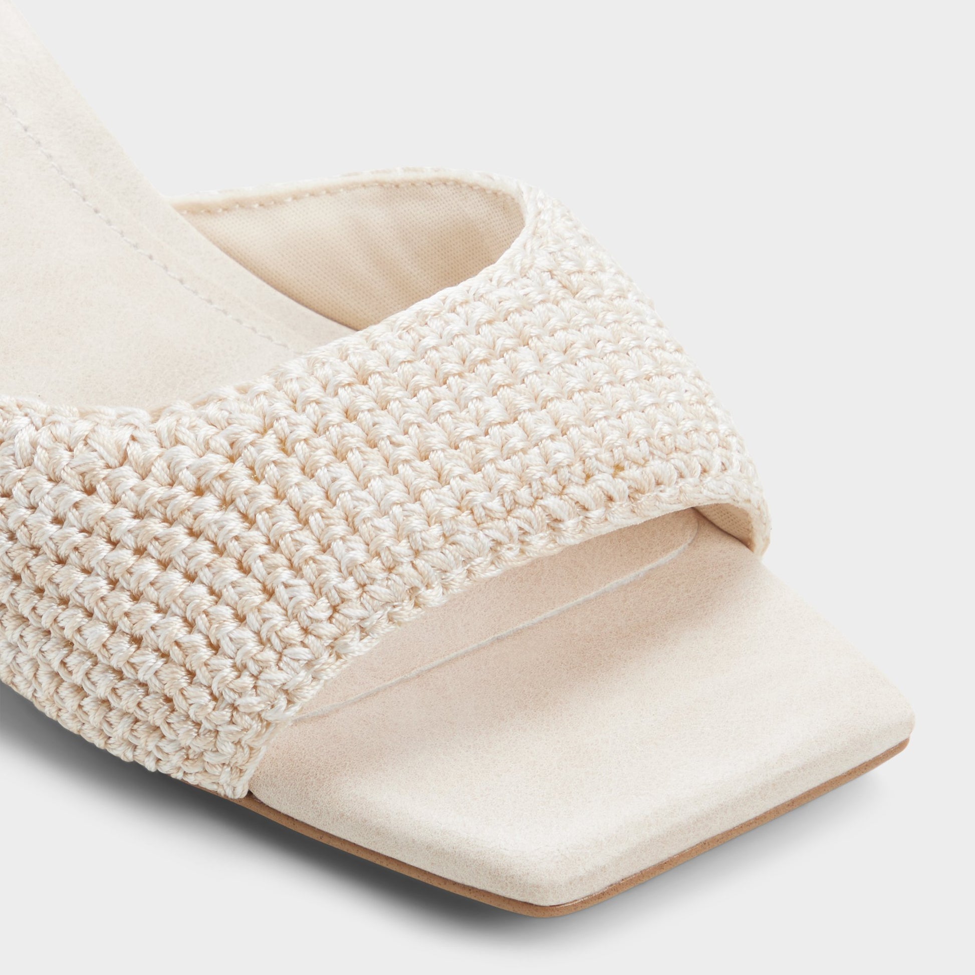 Close-up of the Beige Aneka Heeled mule
