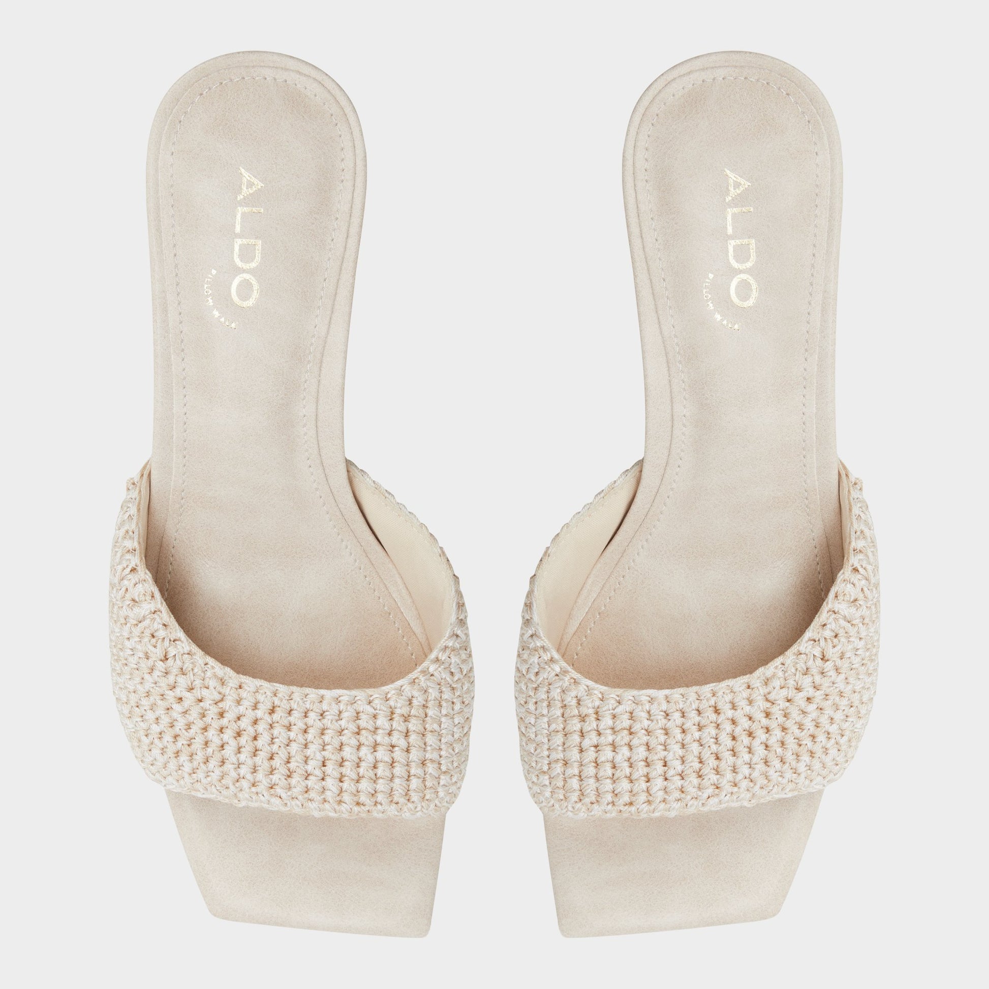 Top-down view of the Beige Aneka Heeled mule