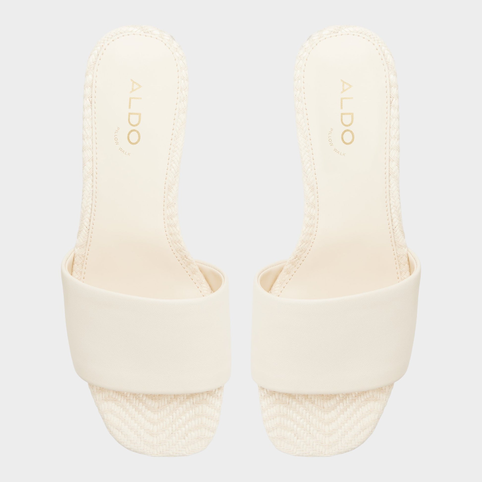 Top-down view of the Other white Claudina Heeled mule