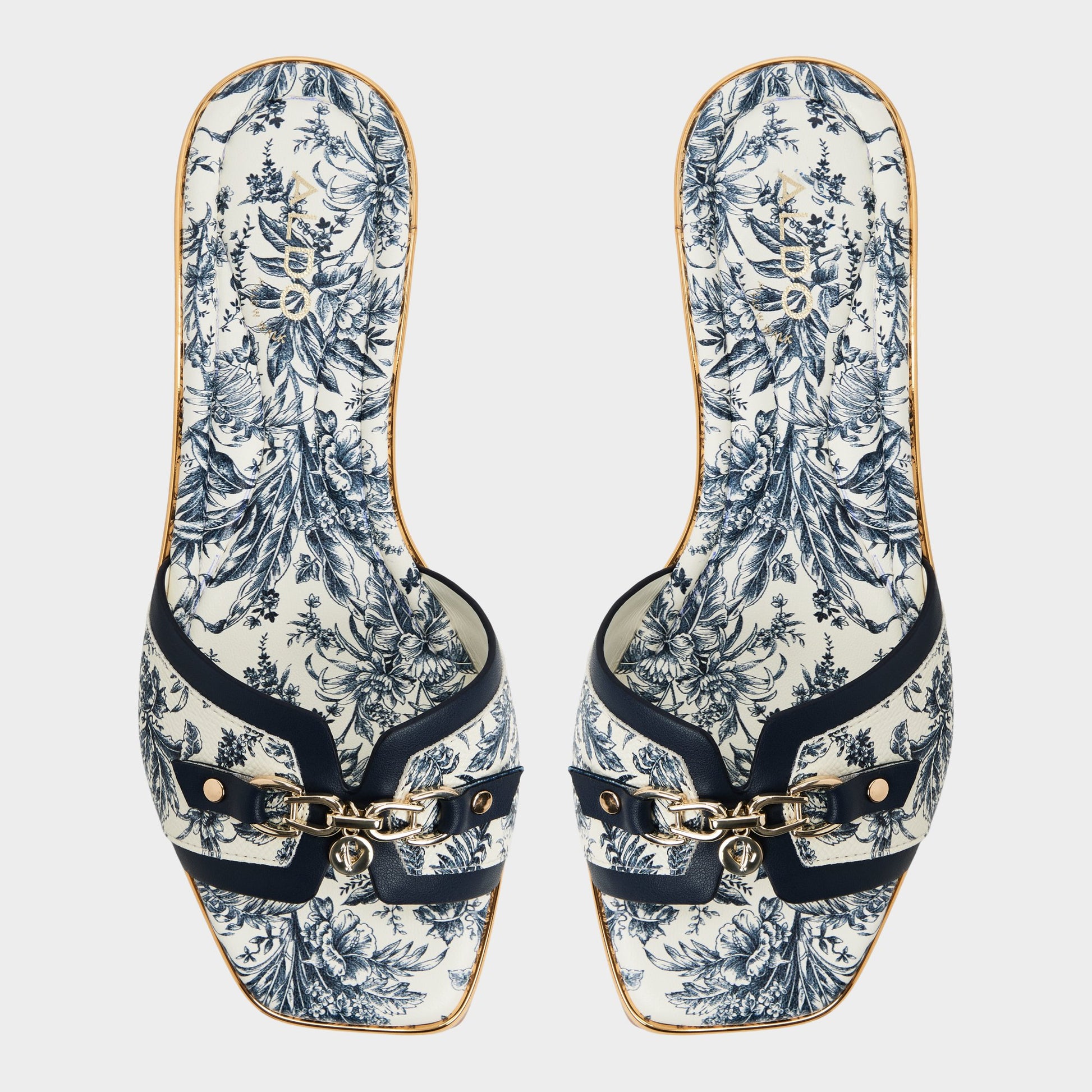 Top-down view of the White/blue Alamassi Slide sandal