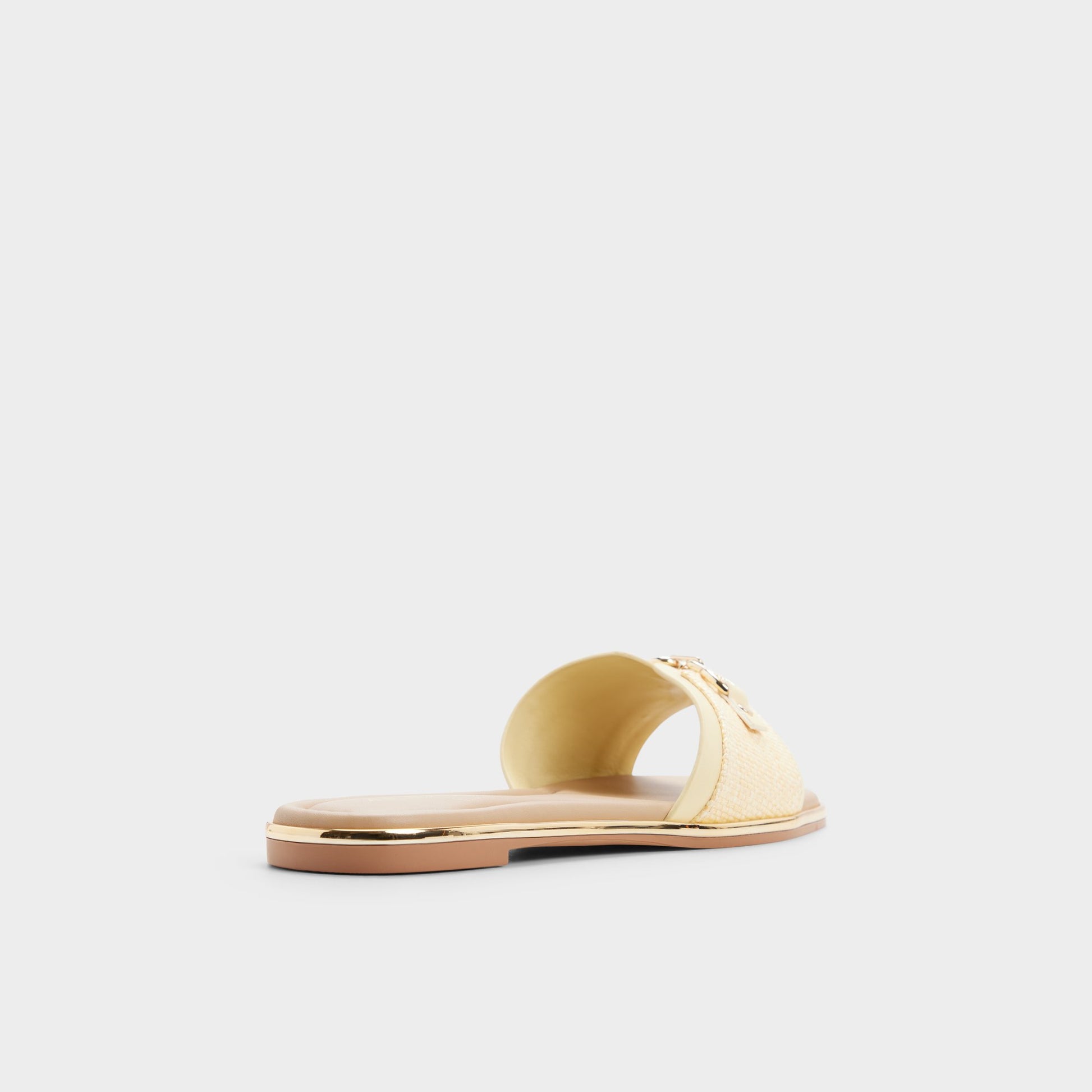 Three-quarter angle of Light yellow Alamassi Slide sandal's back side