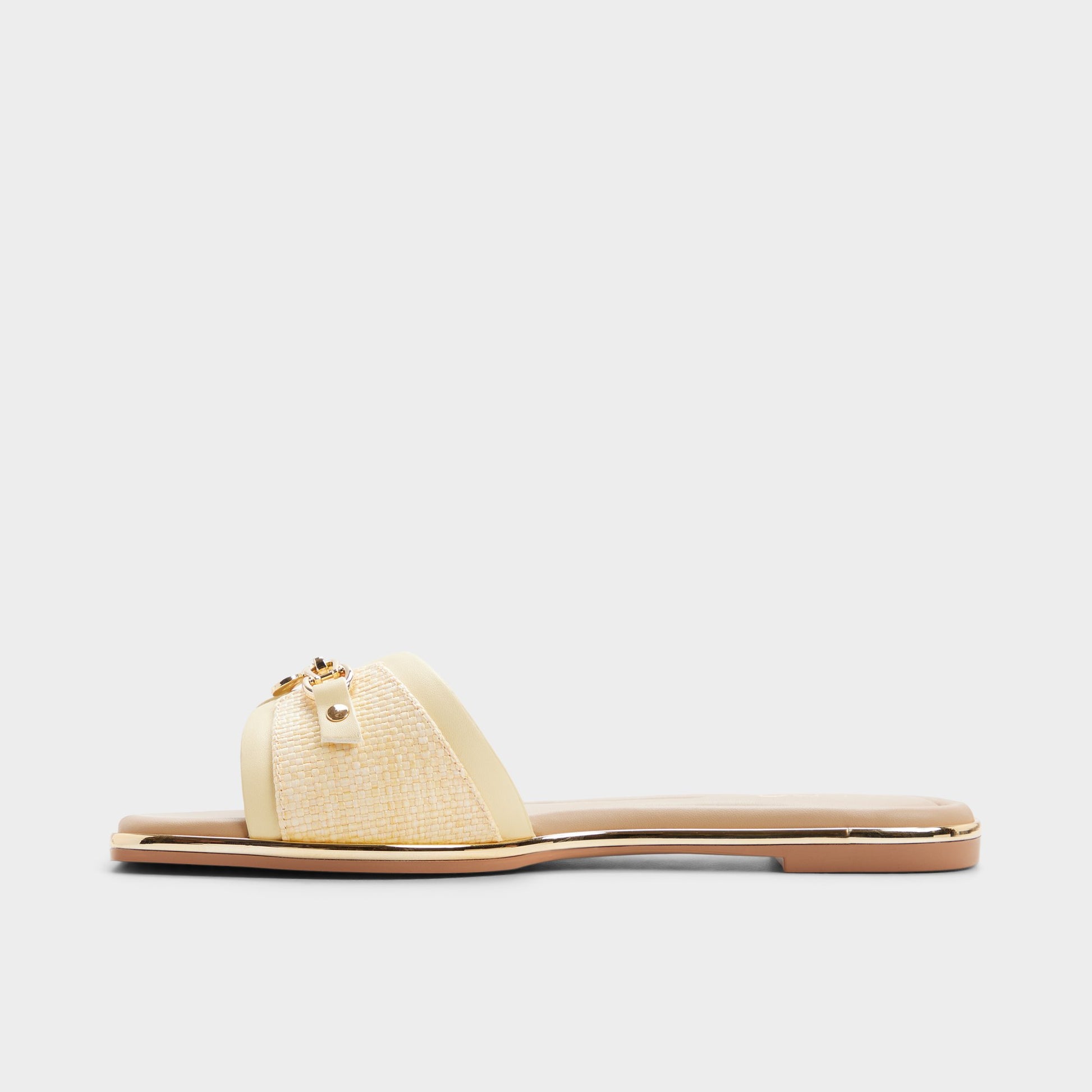 Side view of Light yellow Alamassi Slide sandal