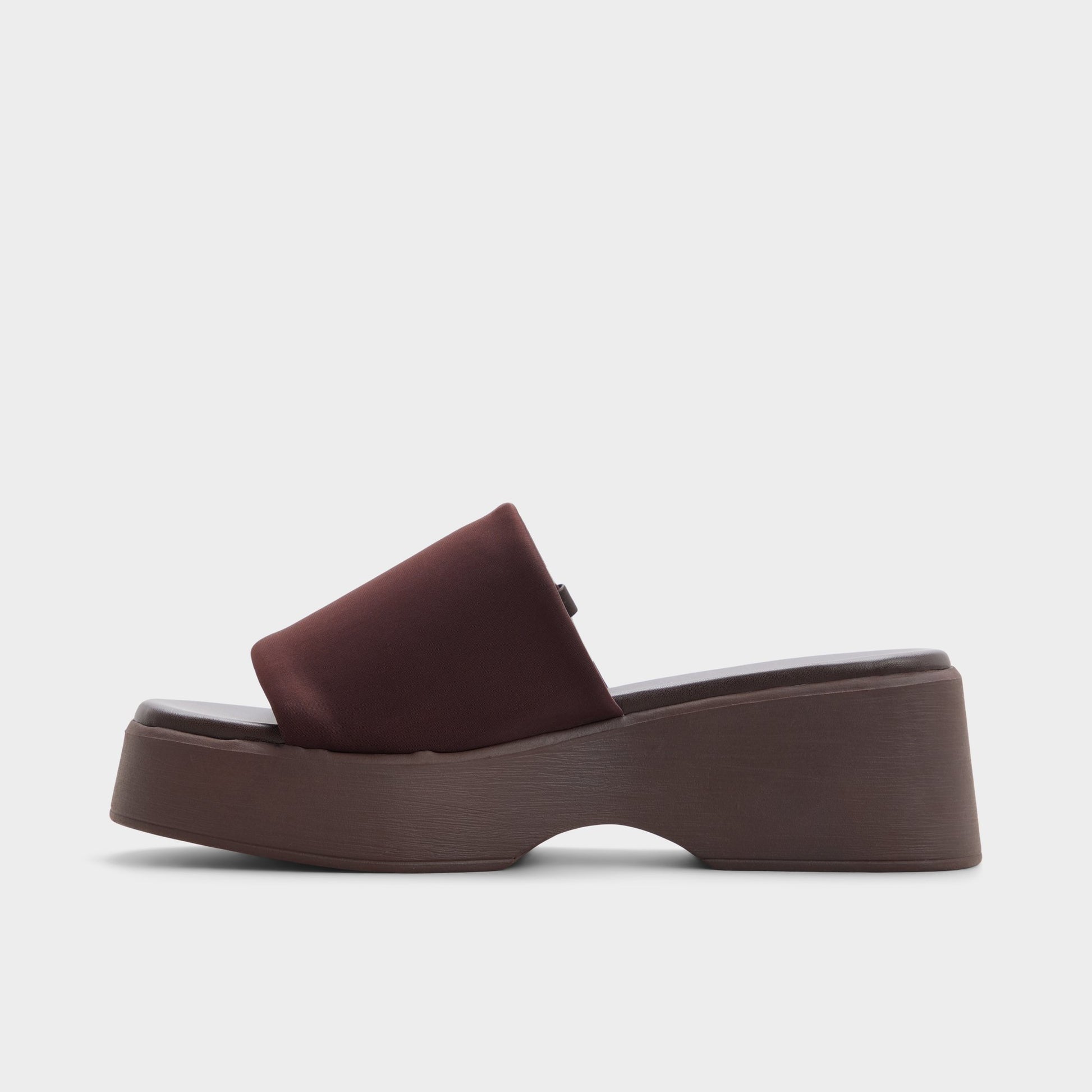 Side view of Dark brown Yassu Wedge sandal
