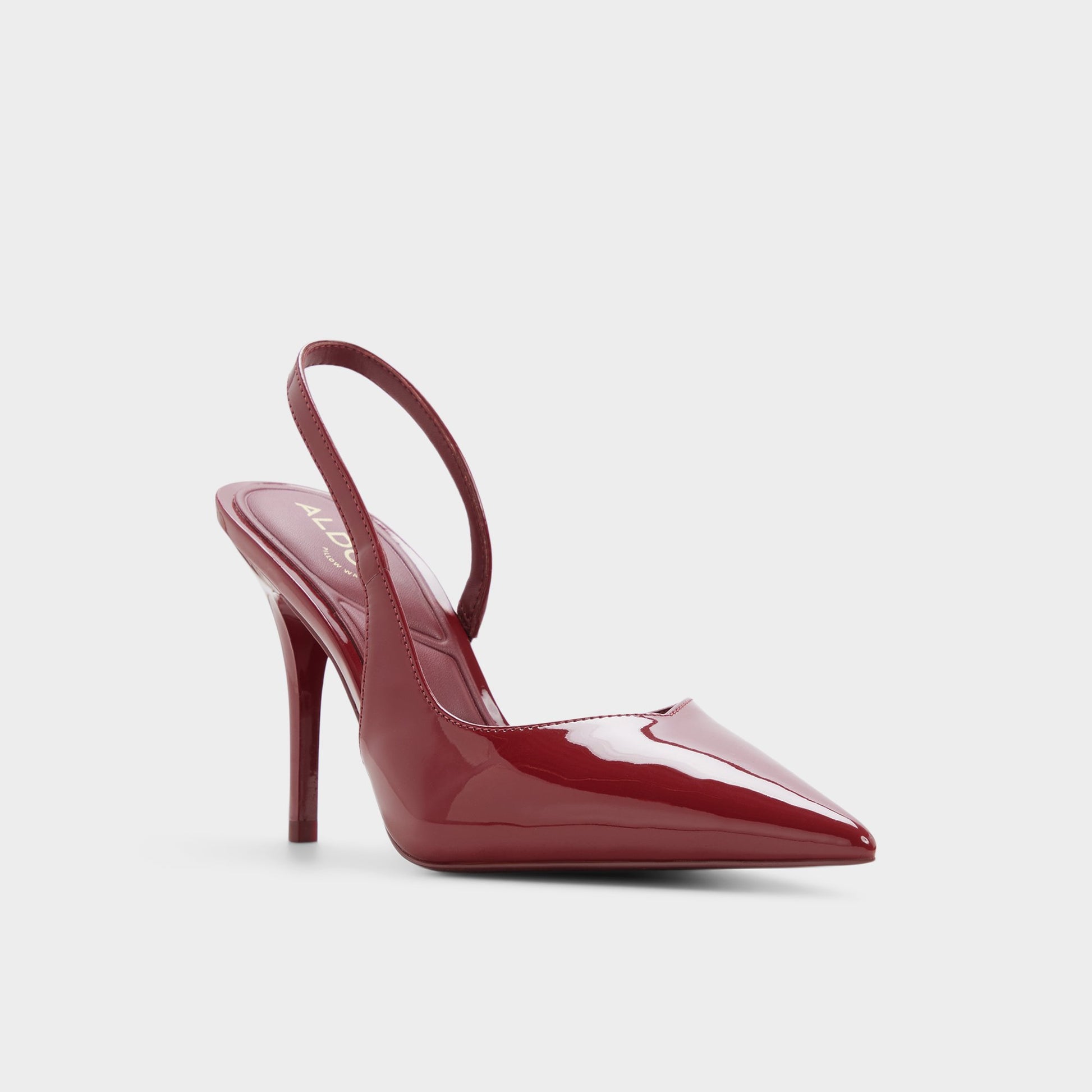 Three-quarter angle of Medium red Amilie Sling back high heel's front side