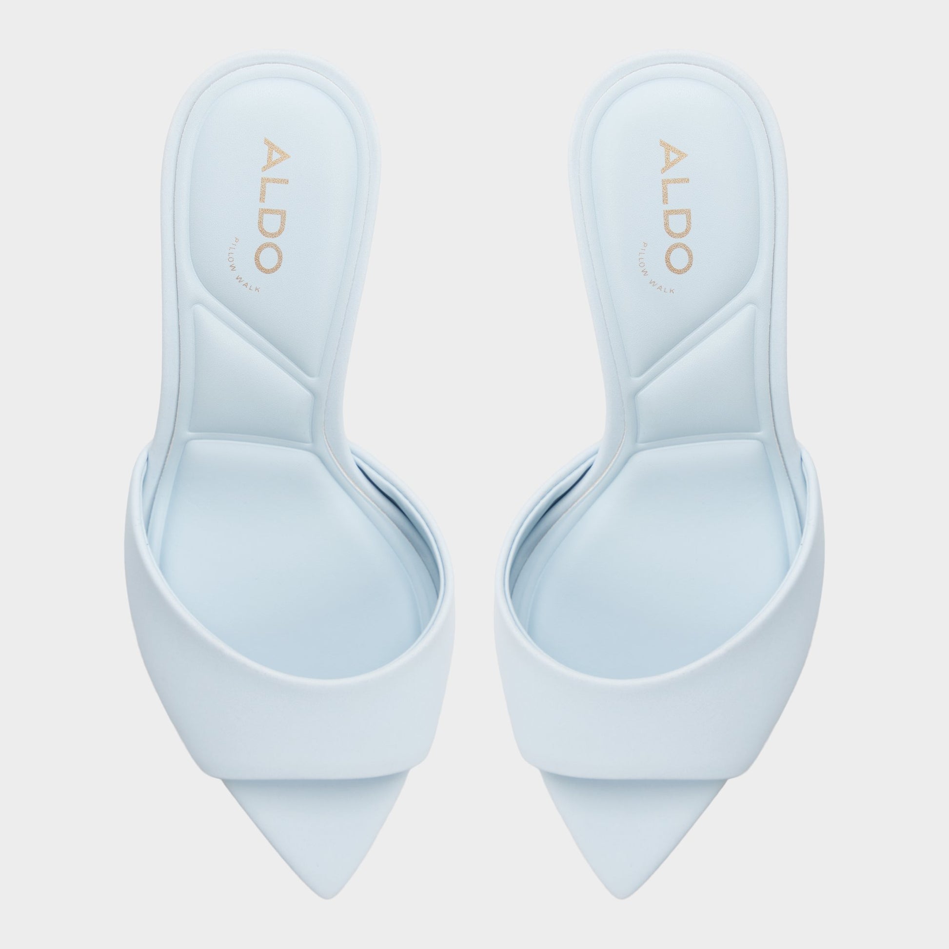 Top-down view of the Pastel blue Anniebrilden Heeled mule