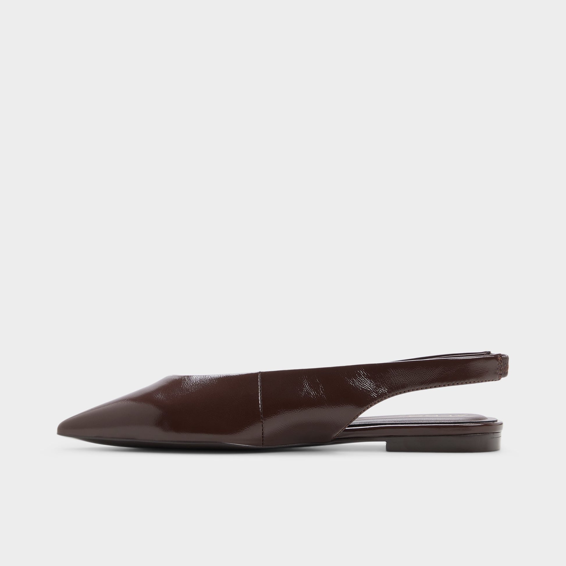 Side view of Dark brown Deniven Slingback ballerina