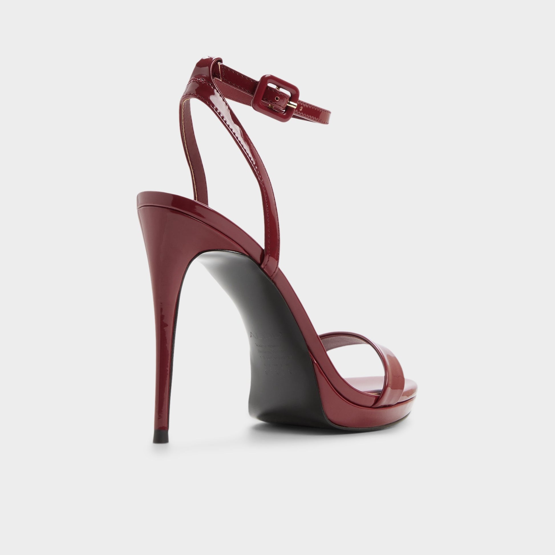 Three-quarter angle of Medium red Katelina Strappy heeled sandal's back side