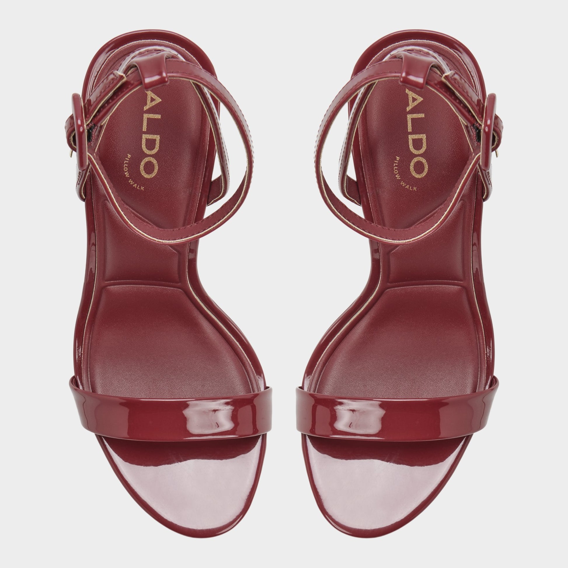 Top-down view of the Medium red Katelina Strappy heeled sandal