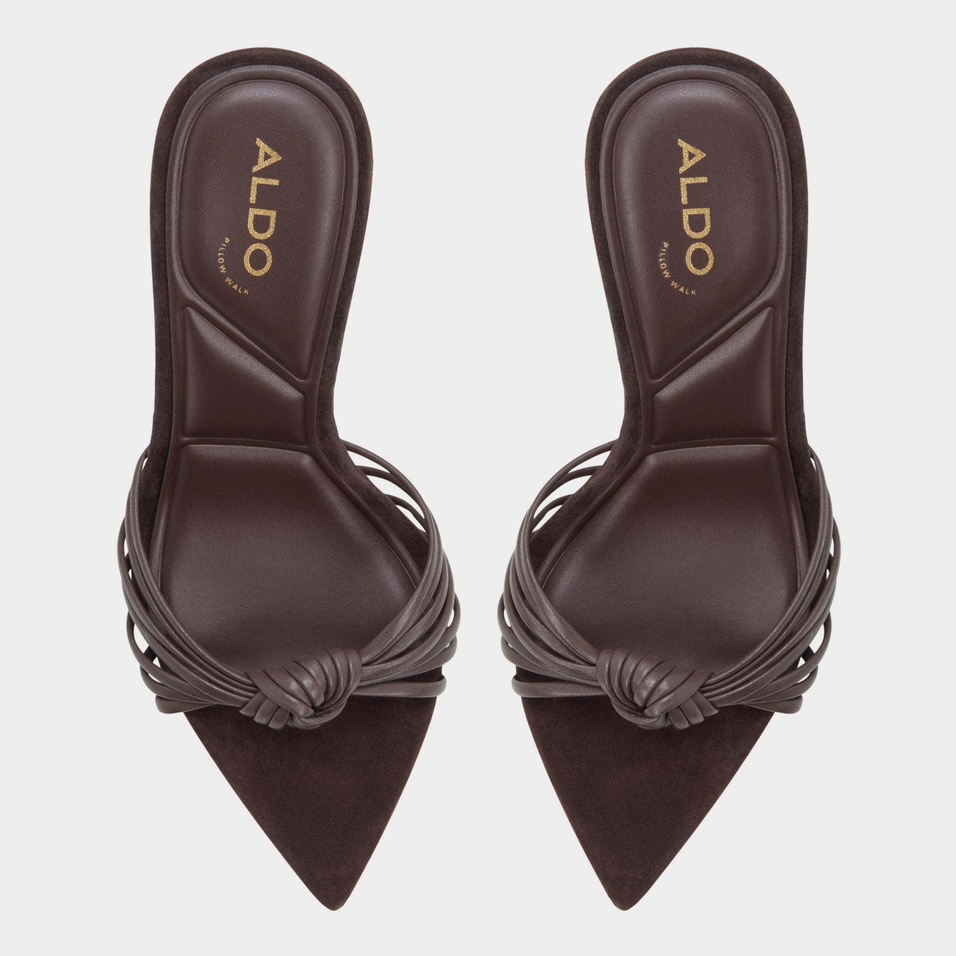 Top-down view of the Dark brown Moralie Heeled mule