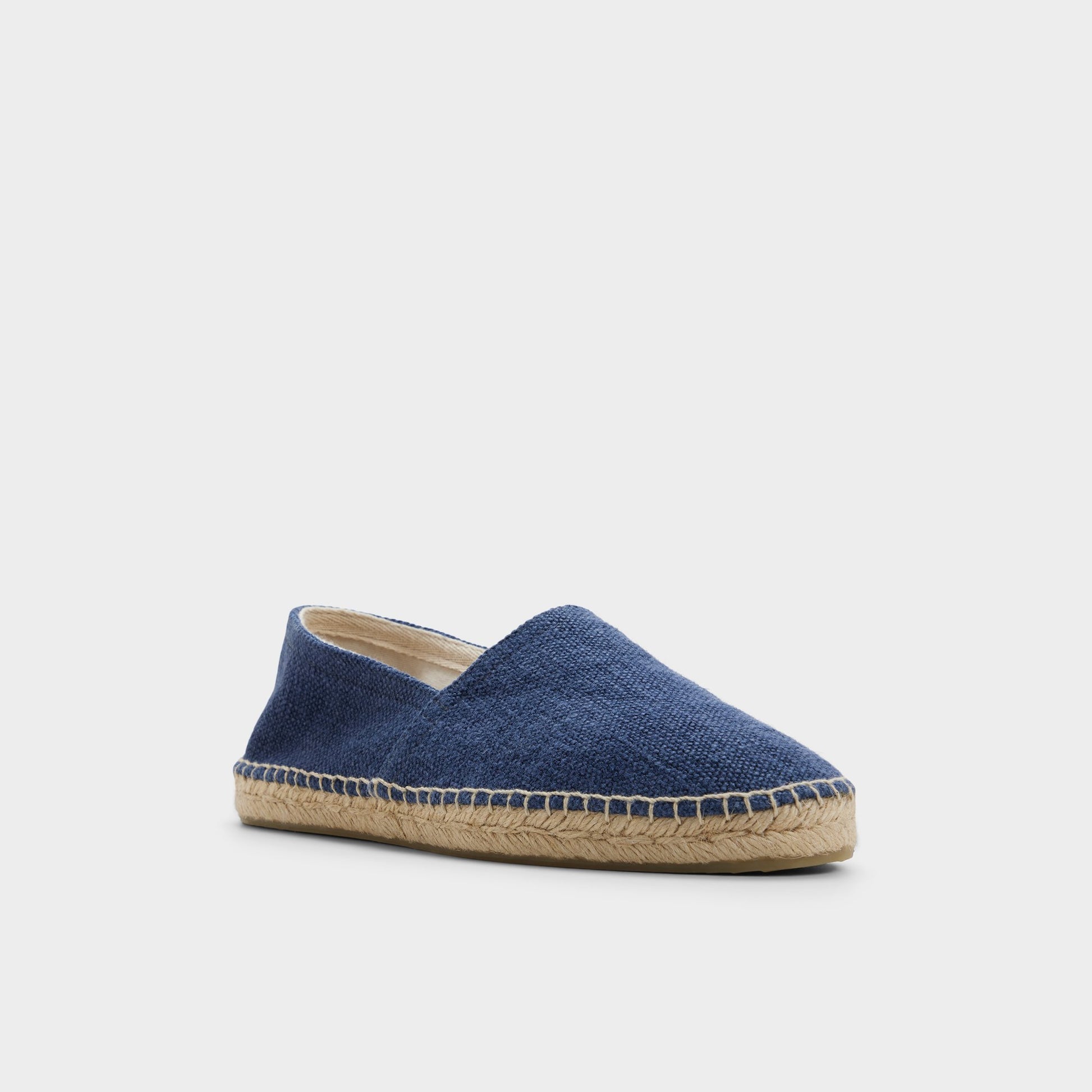 Three-quarter angle of Navy Toscano Espadrille's front side