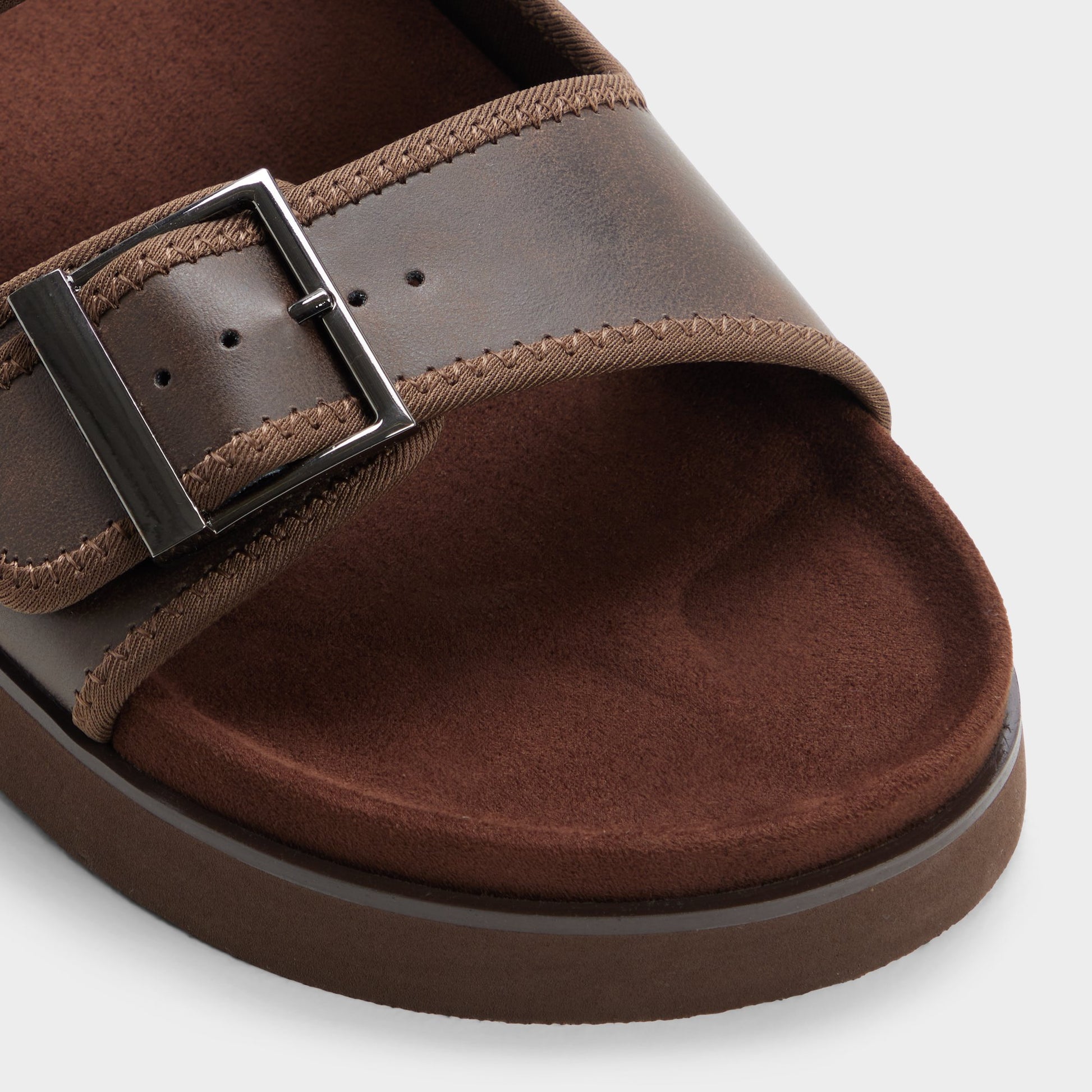Close-up of the Dark brown Sunnyside Slide sandal