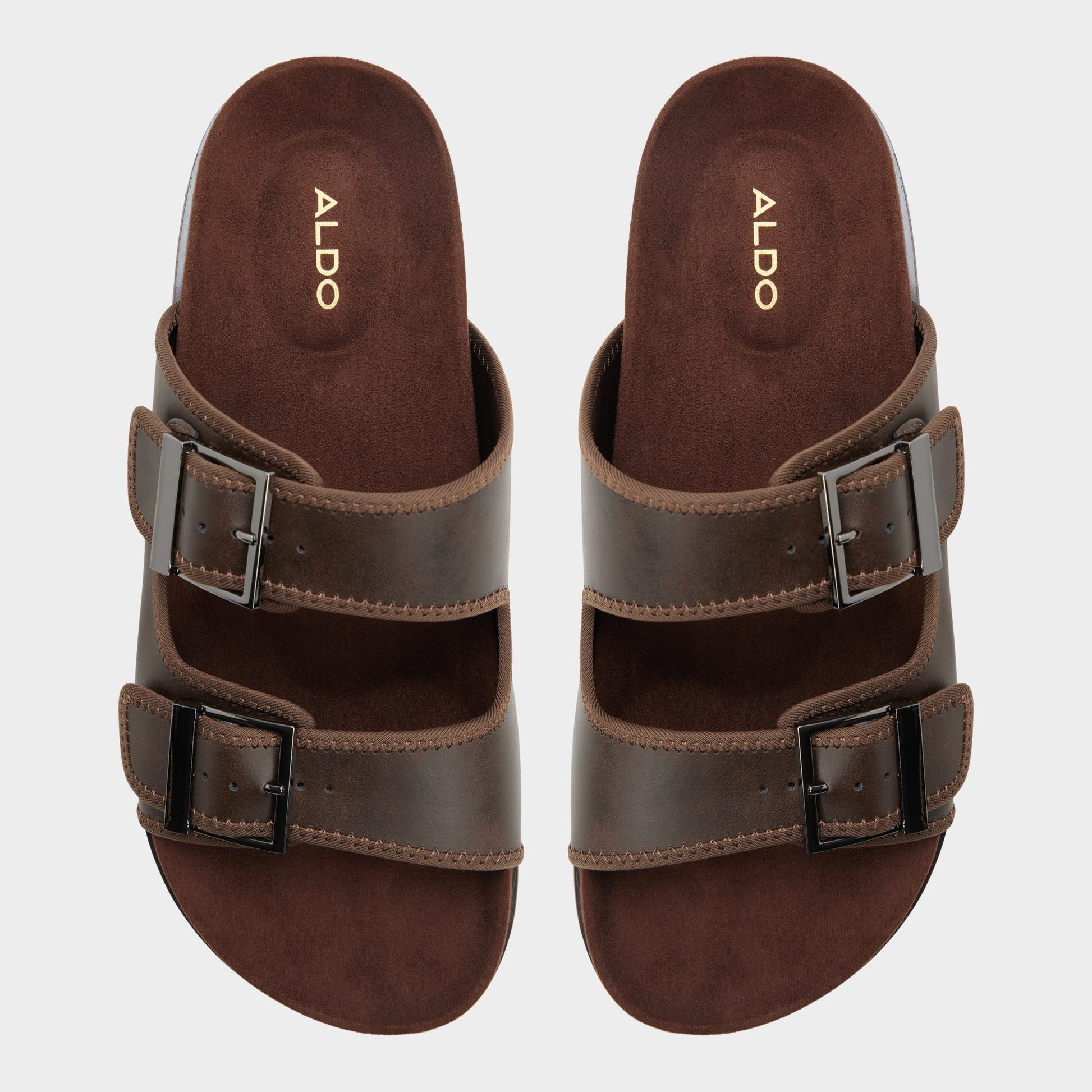 Top-down view of the Dark brown Sunnyside Slide sandal