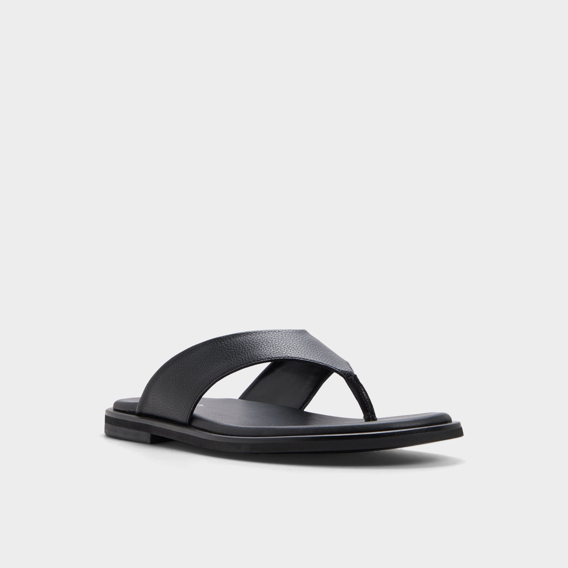 Three-quarter angle of Black Smolder Flip flop's front side
