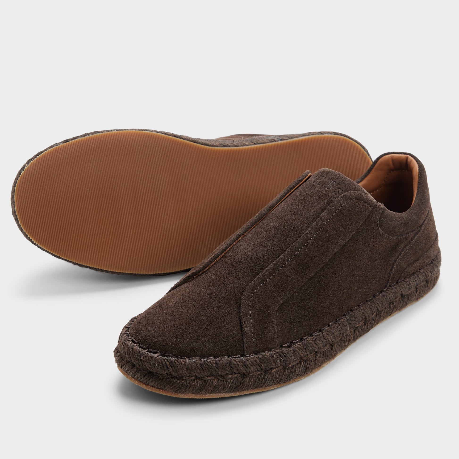 Highlighted view of a pair of Dark brown Barkley Slip-ons