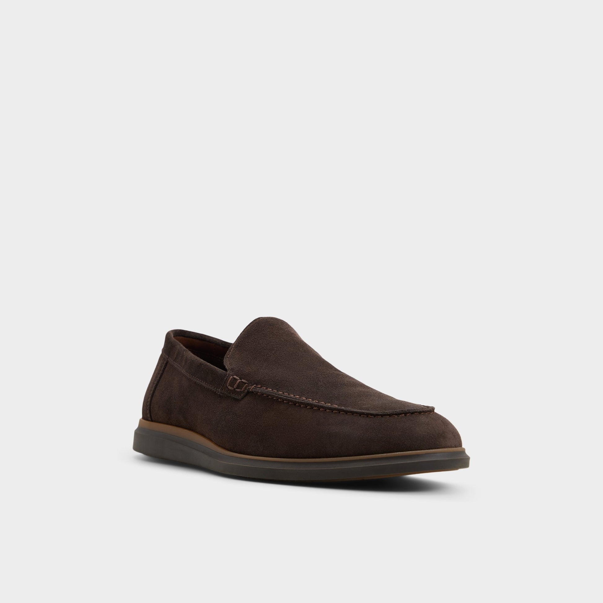 Three-quarter angle of Brown Stark Slip-on's front side