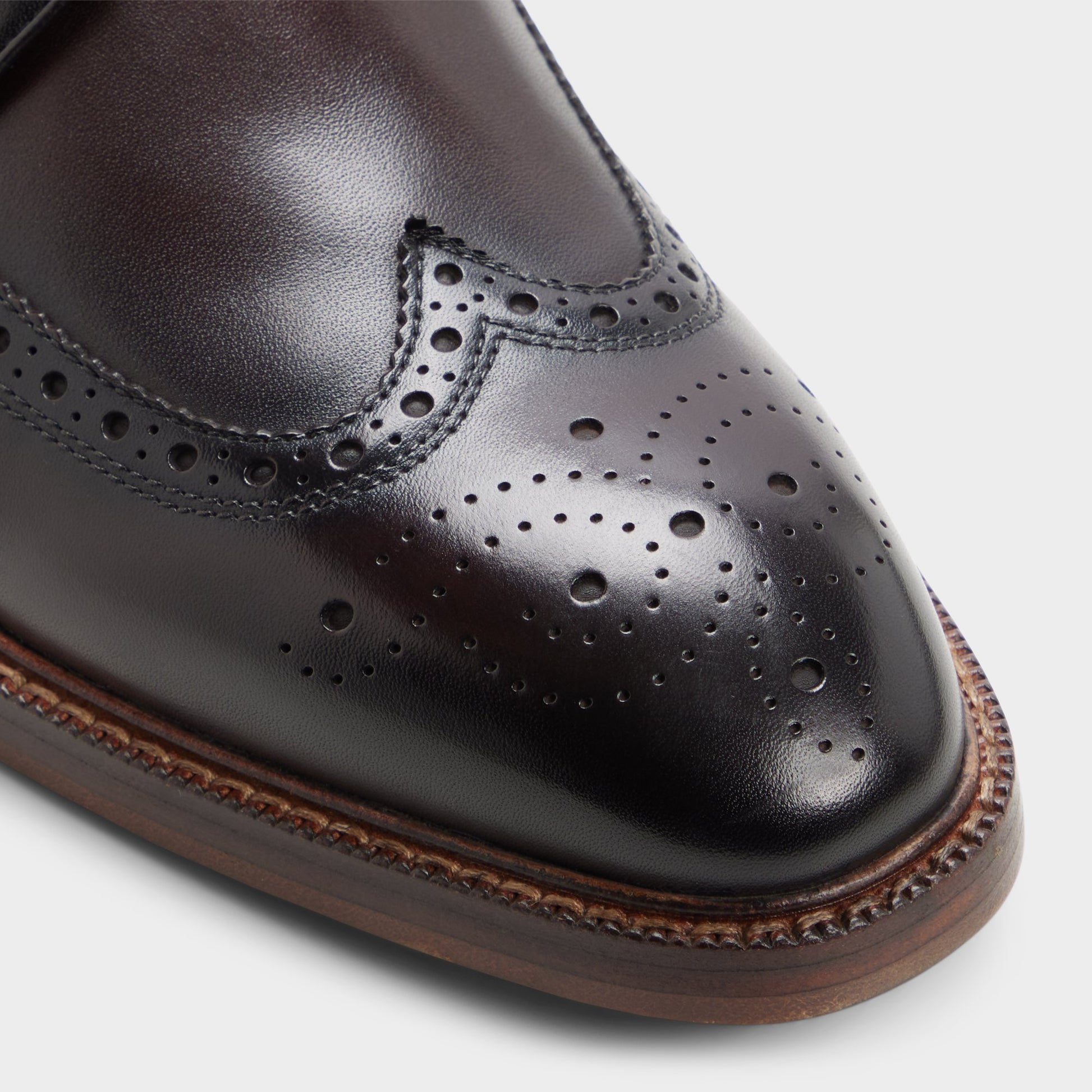 Close-up of the Dark brown Ricio Brogue lace-up shoe