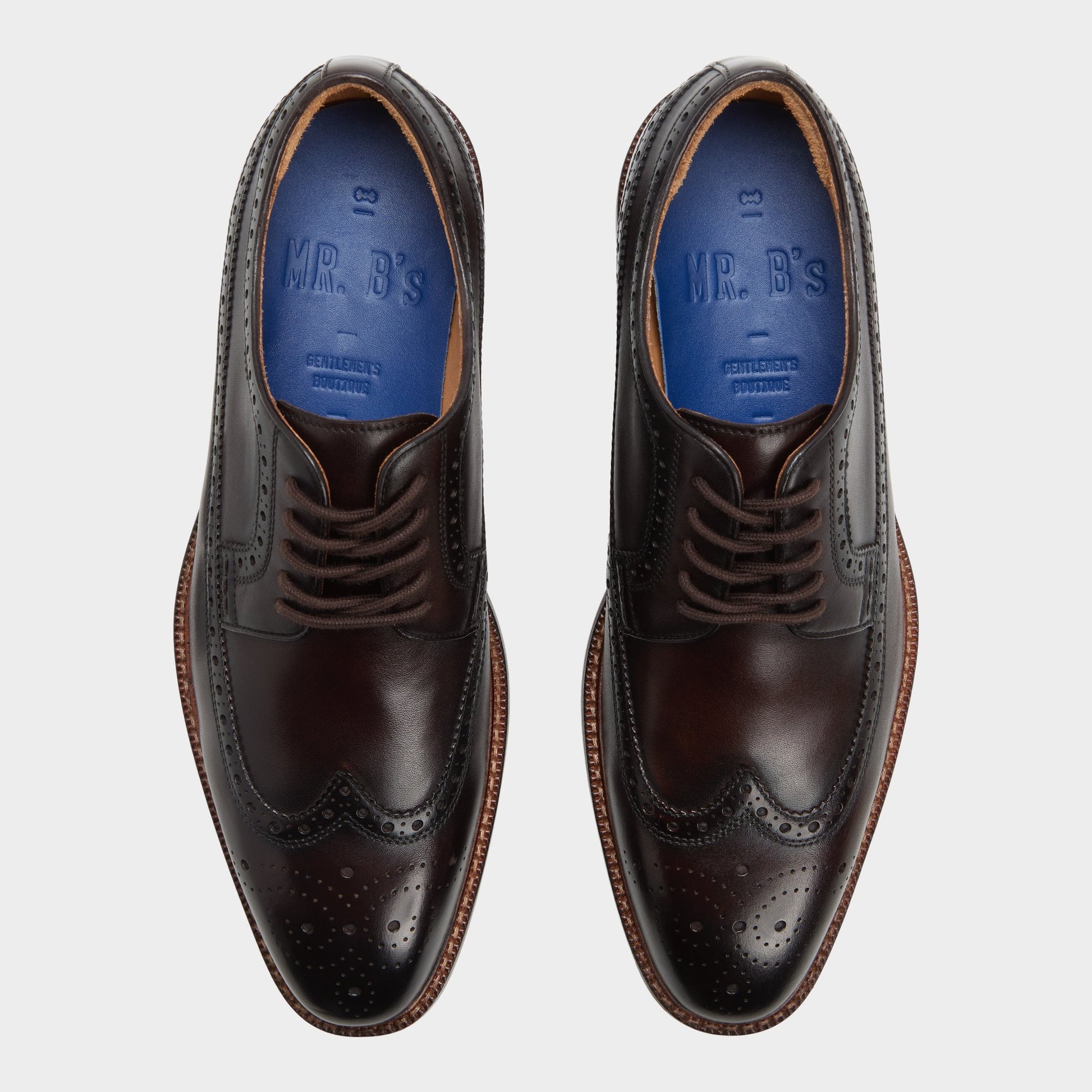 Top-down view of the Dark brown Ricio Brogue lace-up shoe