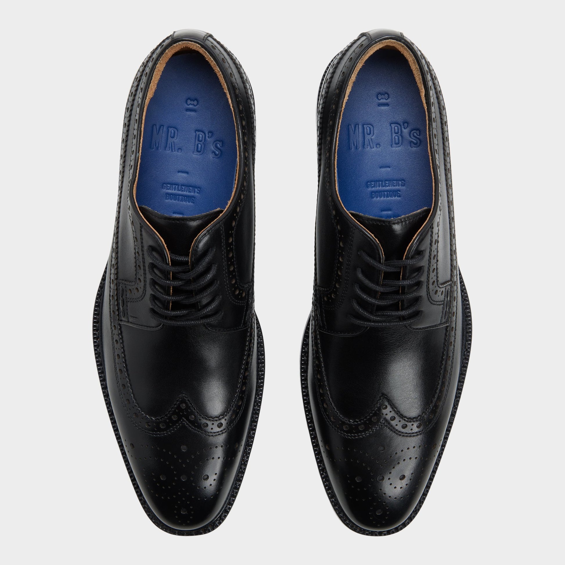 Top-down view of the Black Ricio Brogue lace-up shoe