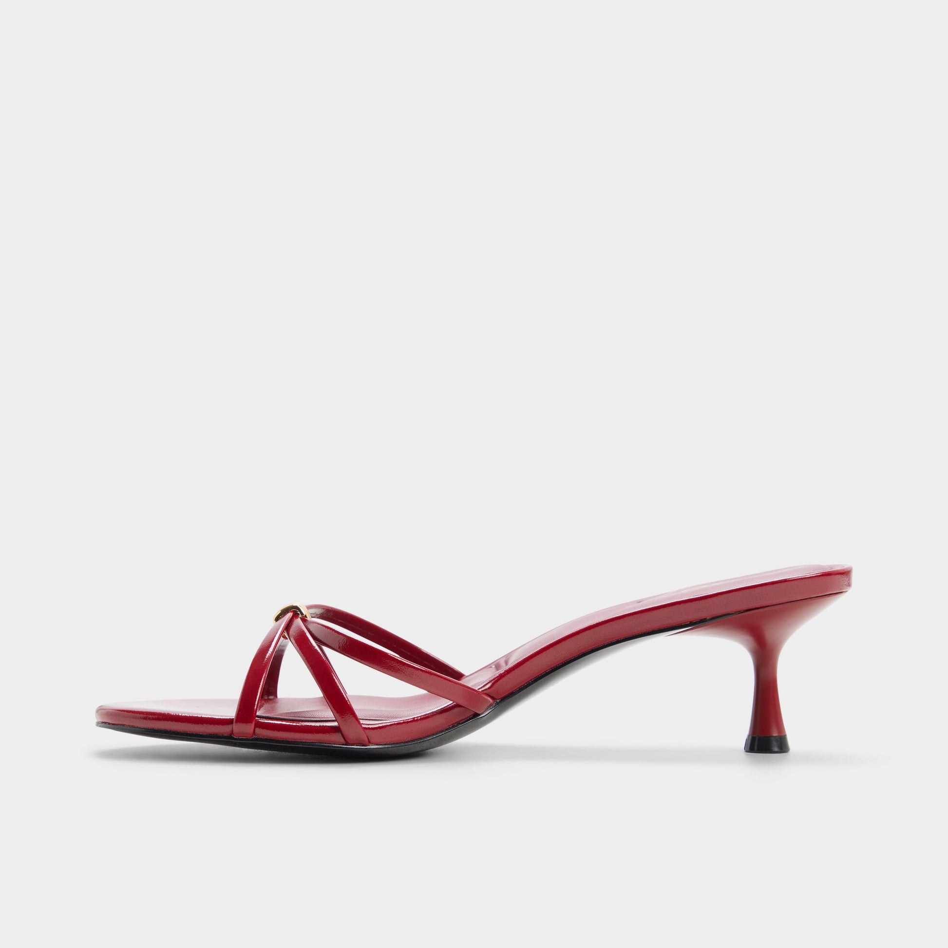 Side view of Dark red Madalyn Heeled mule