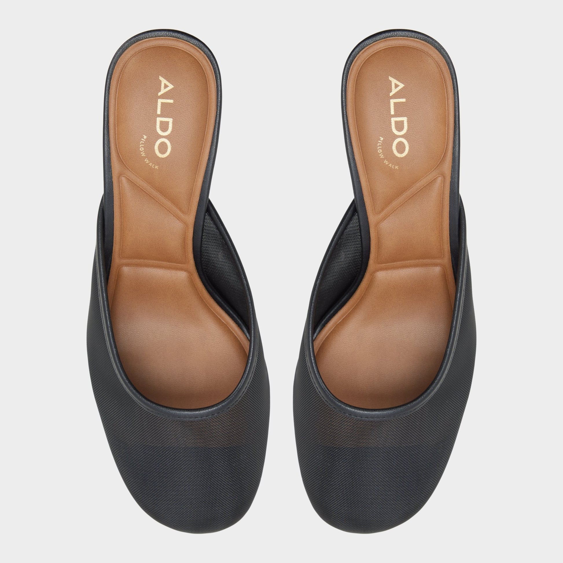 Top-down view of the Black Cristelle Heeled mule