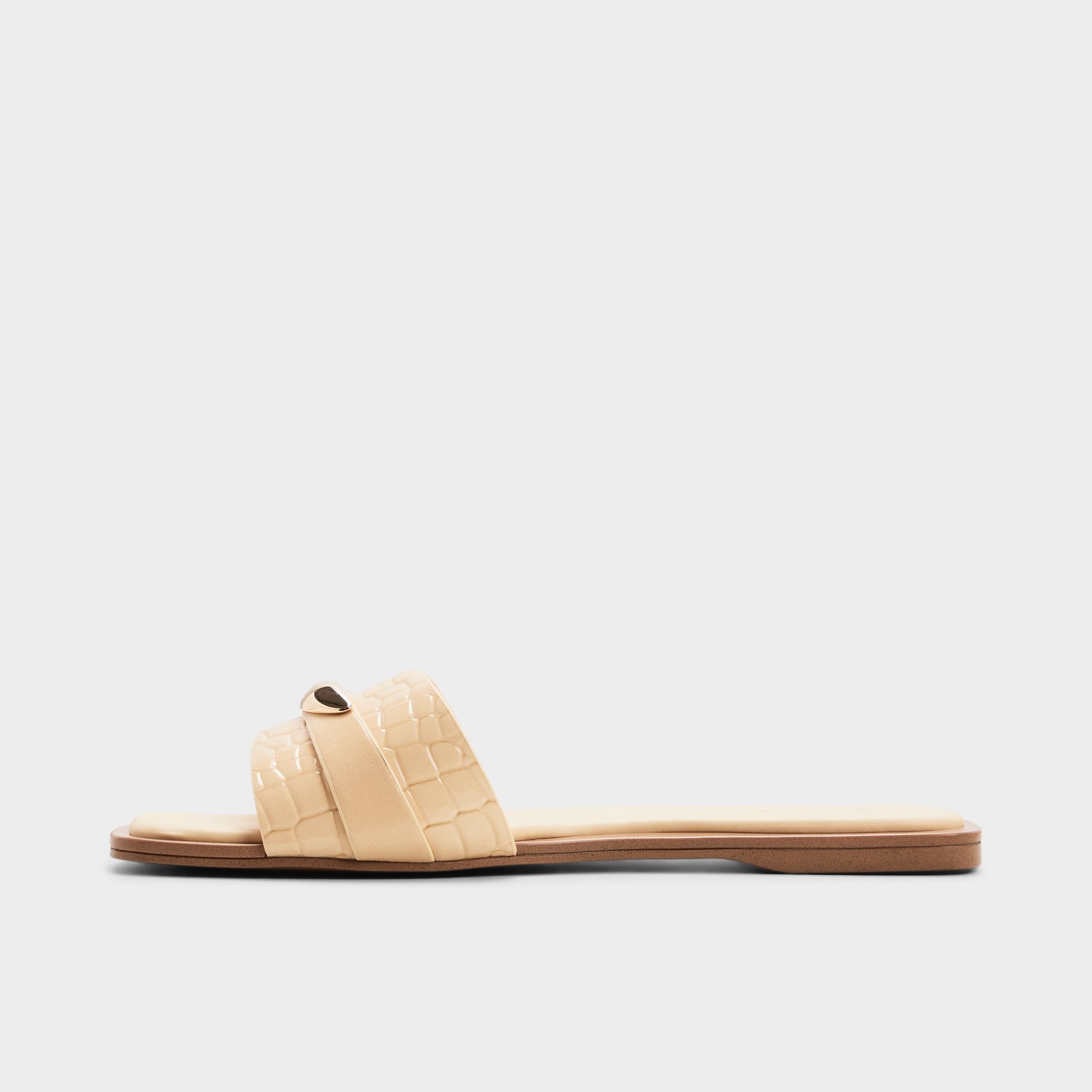 Side view of Light yellow Briela Slide sandal