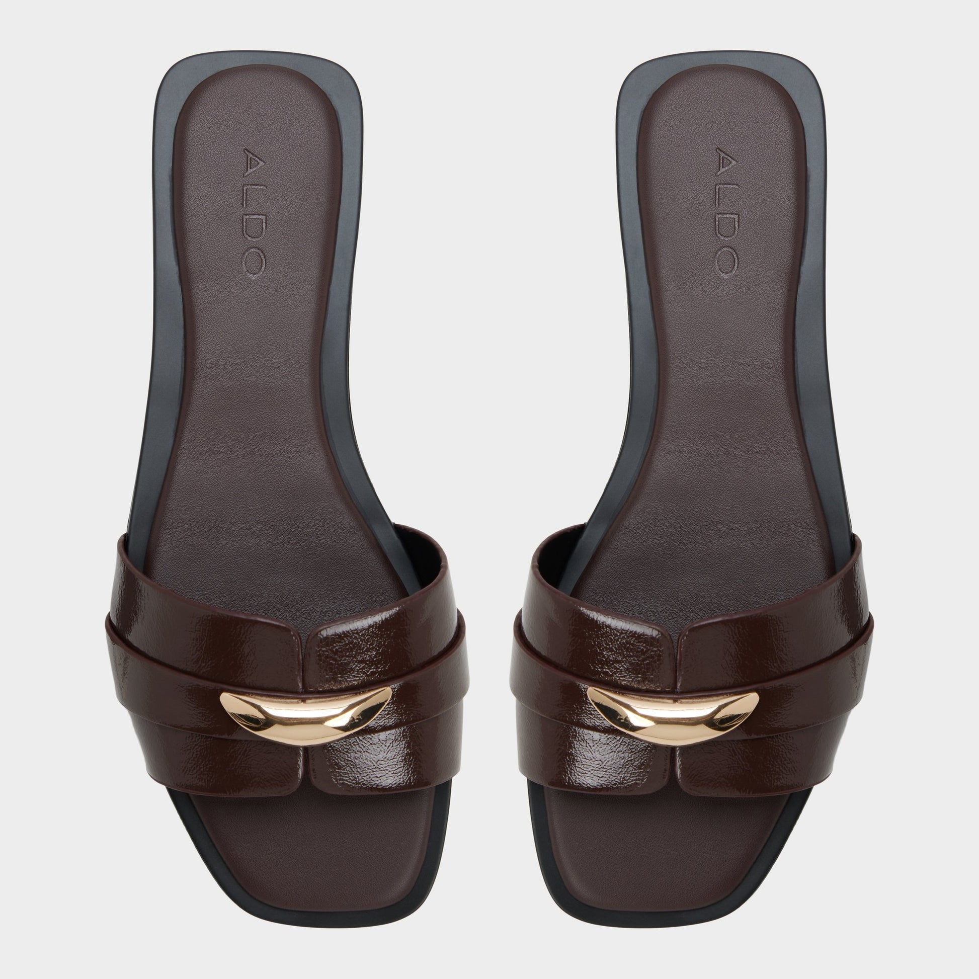 Top-down view of the Dark brown Briela Slide sandal