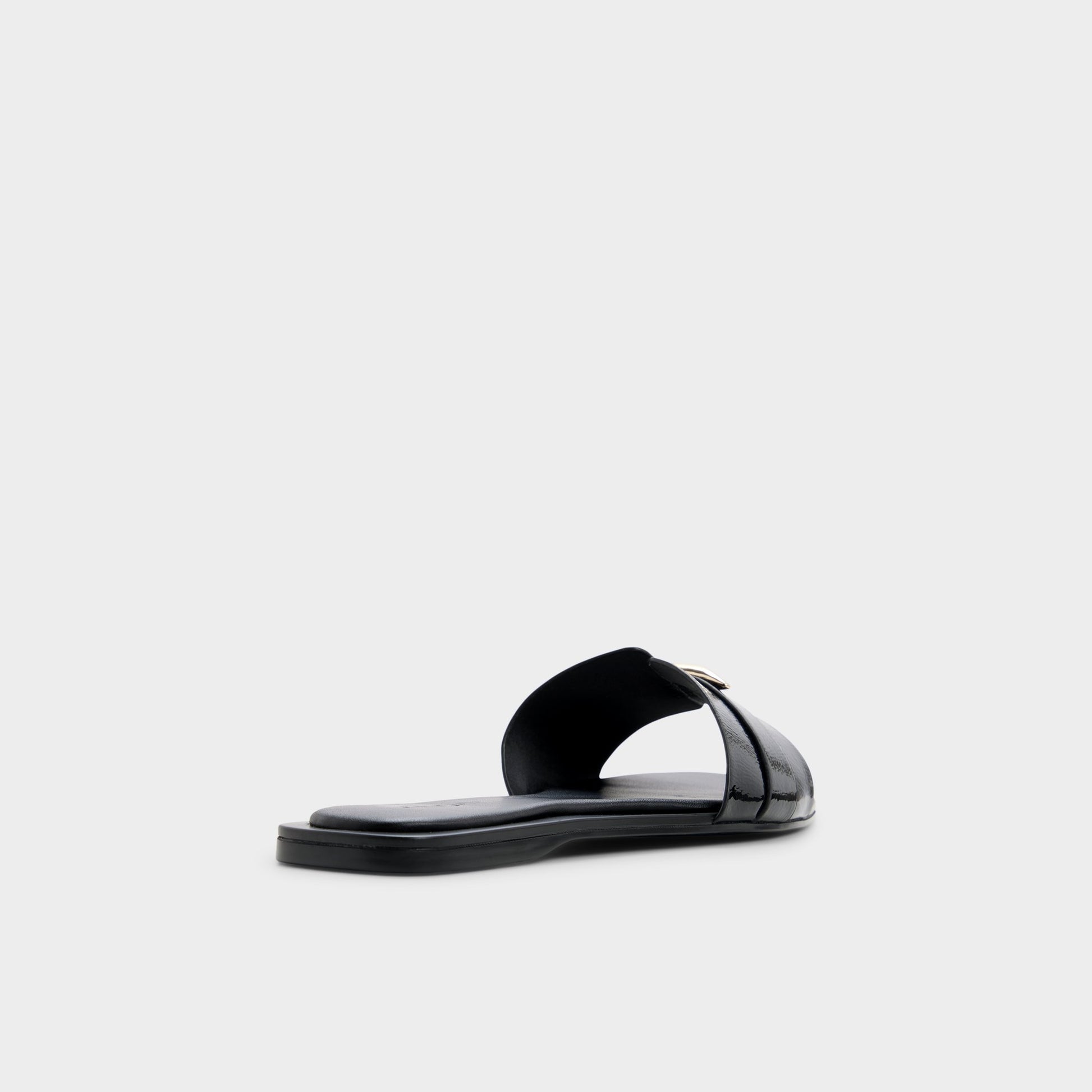 Three-quarter angle of Black Briela Slide sandal's back side