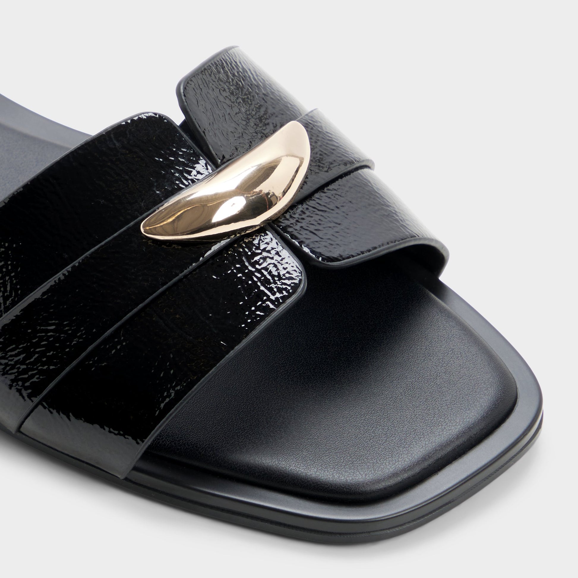 Close-up of the Black Briela Slide sandal