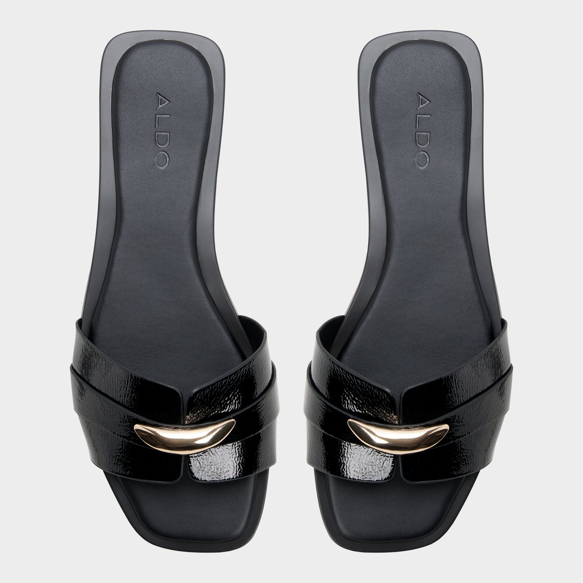 Top-down view of the Black Briela Slide sandal