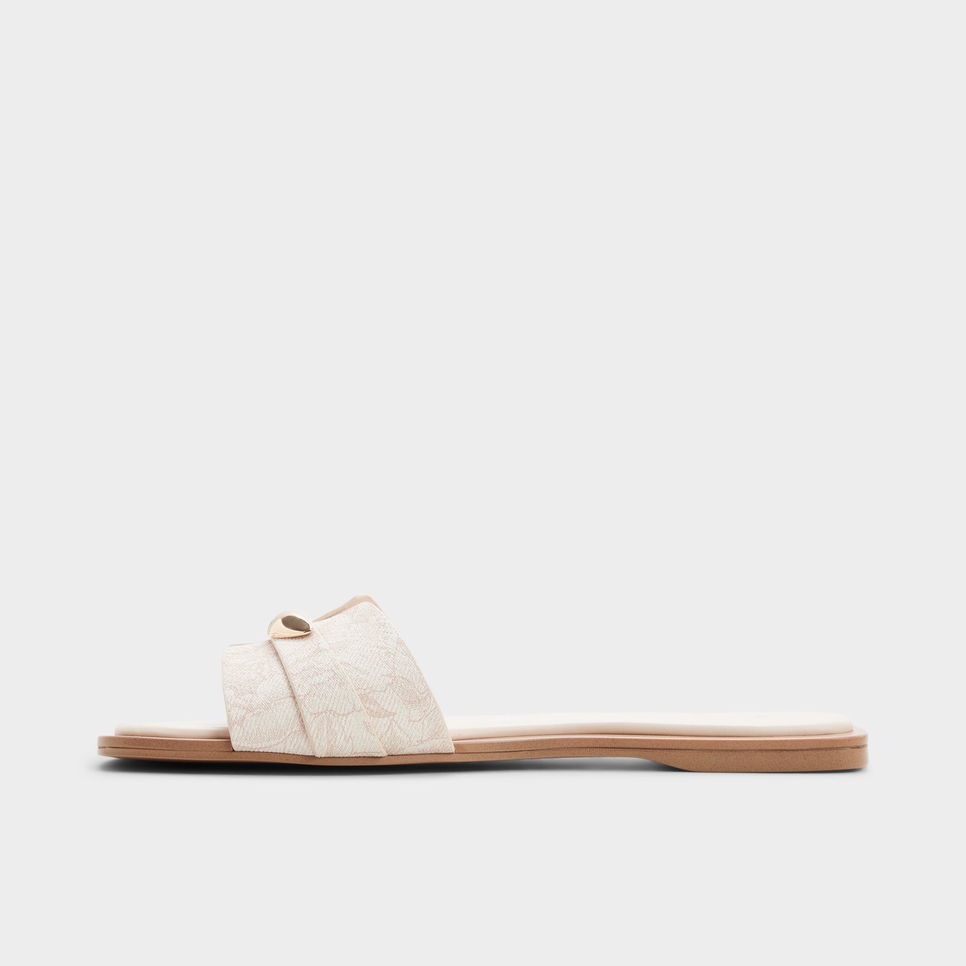 Side view of Open pink Briela Slide sandal