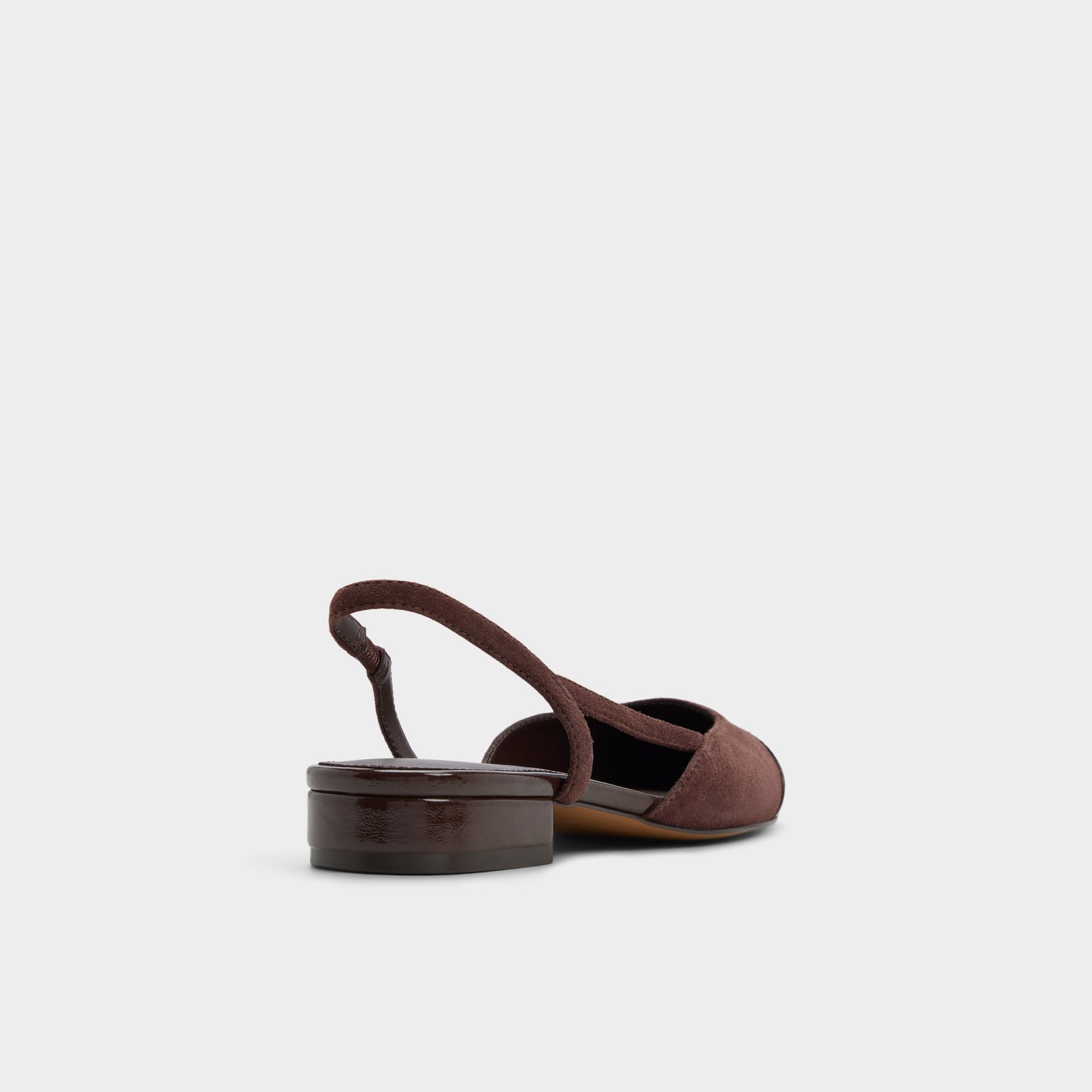 Three-quarter angle of Dark brown Clementinne Sling back high heel's back side