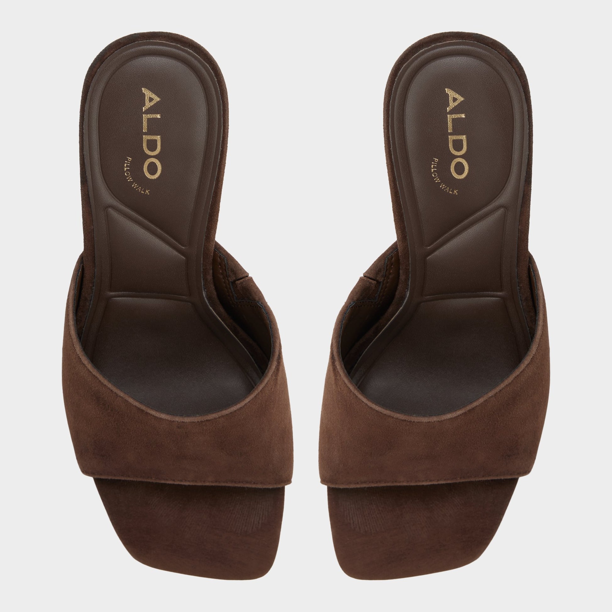 Top-down view of the Dark brown Comacan Heeled mule