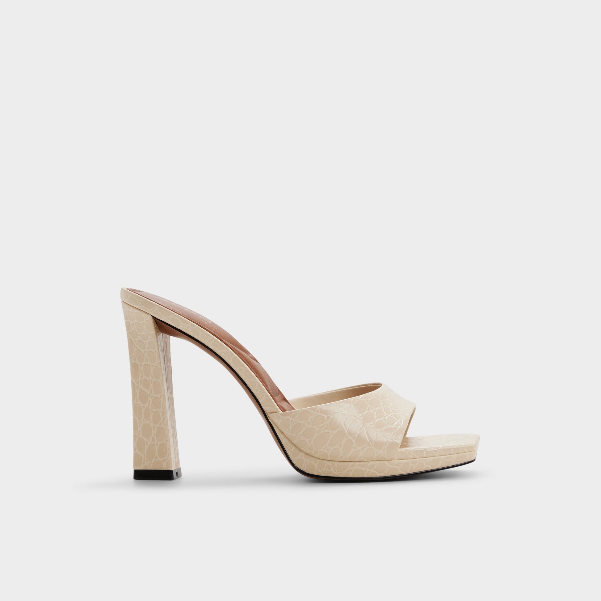 Main View of Cream Biscuiit Heeled mule for Womens