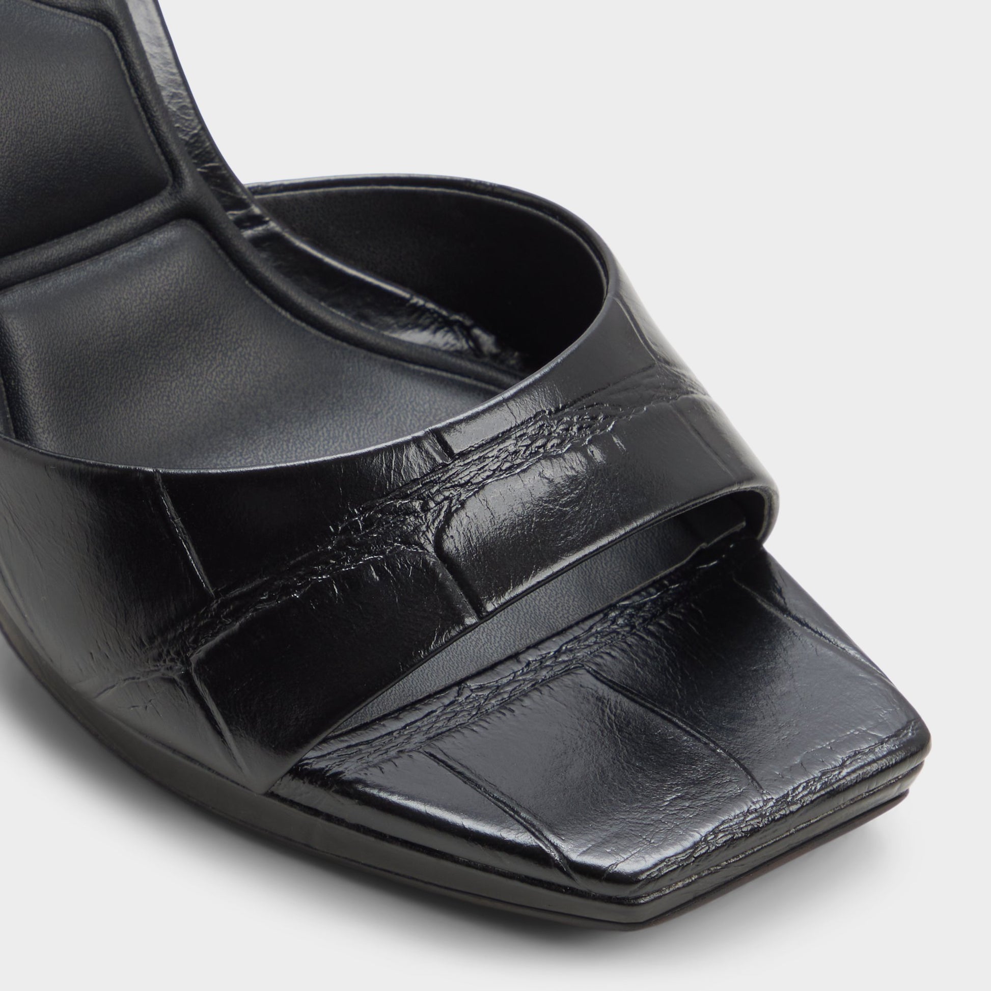 Close-up of the Black Biscuiit Heeled mule