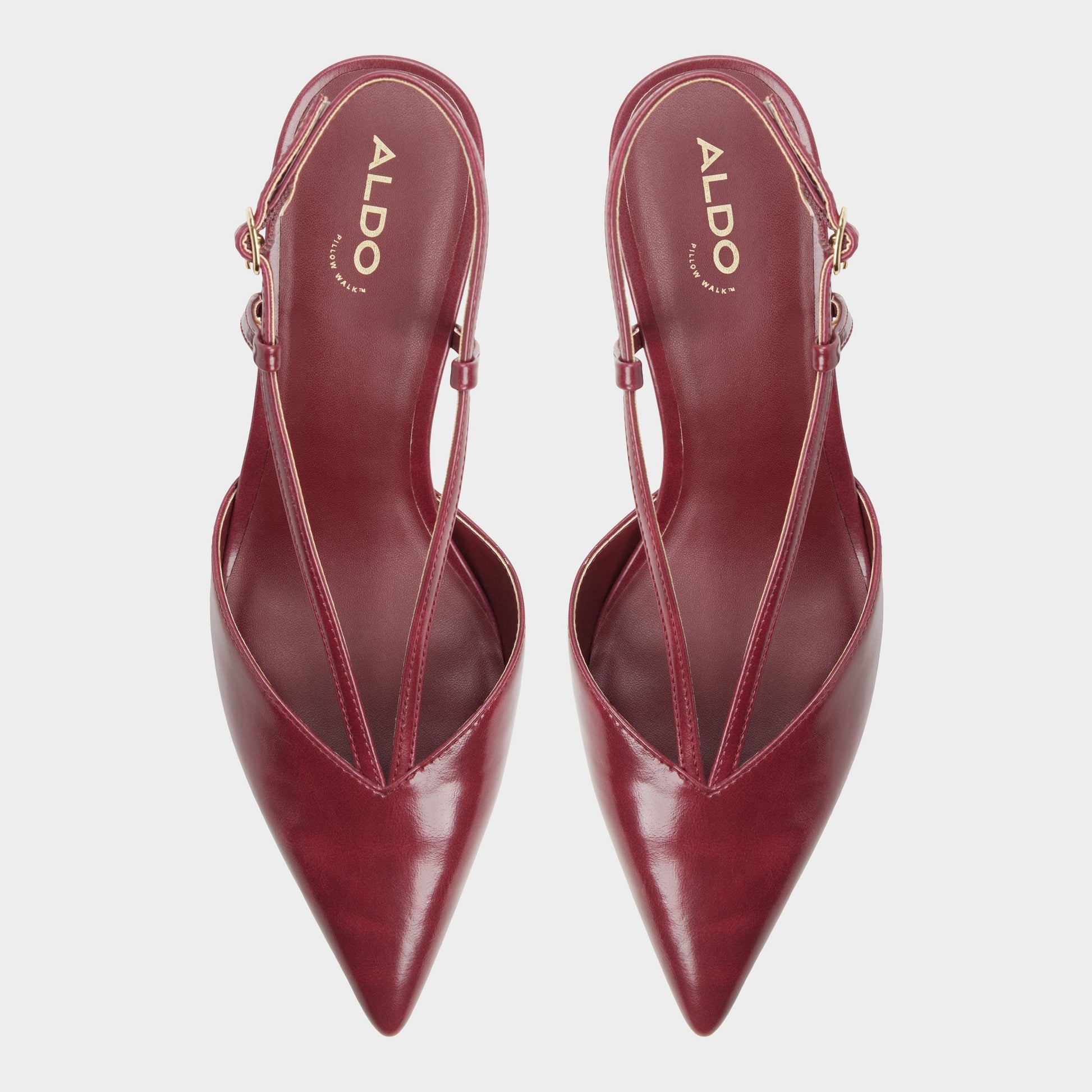 Top-down view of the Dark red Kaylin Slingback kitten heel