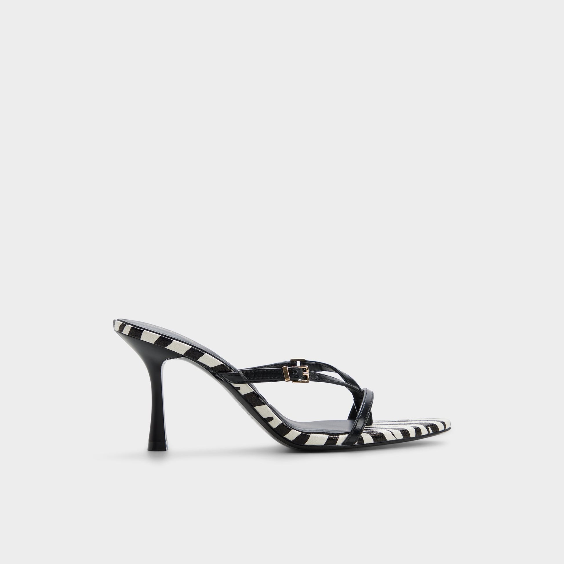 Main View of Black/white Broney Strappy heeled sandal for Womens