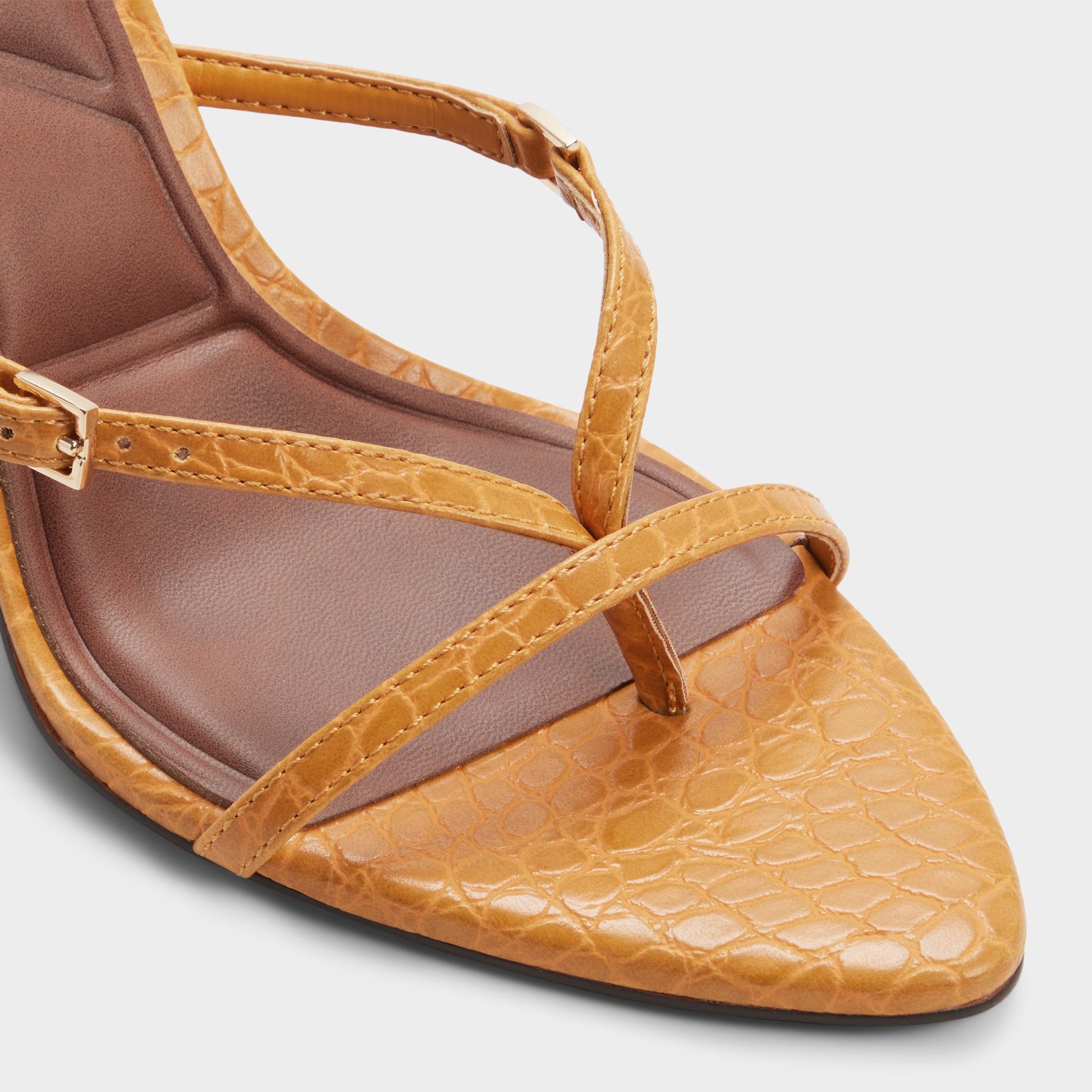 Close-up of the Dark yellow Broney Strappy heeled sandal
