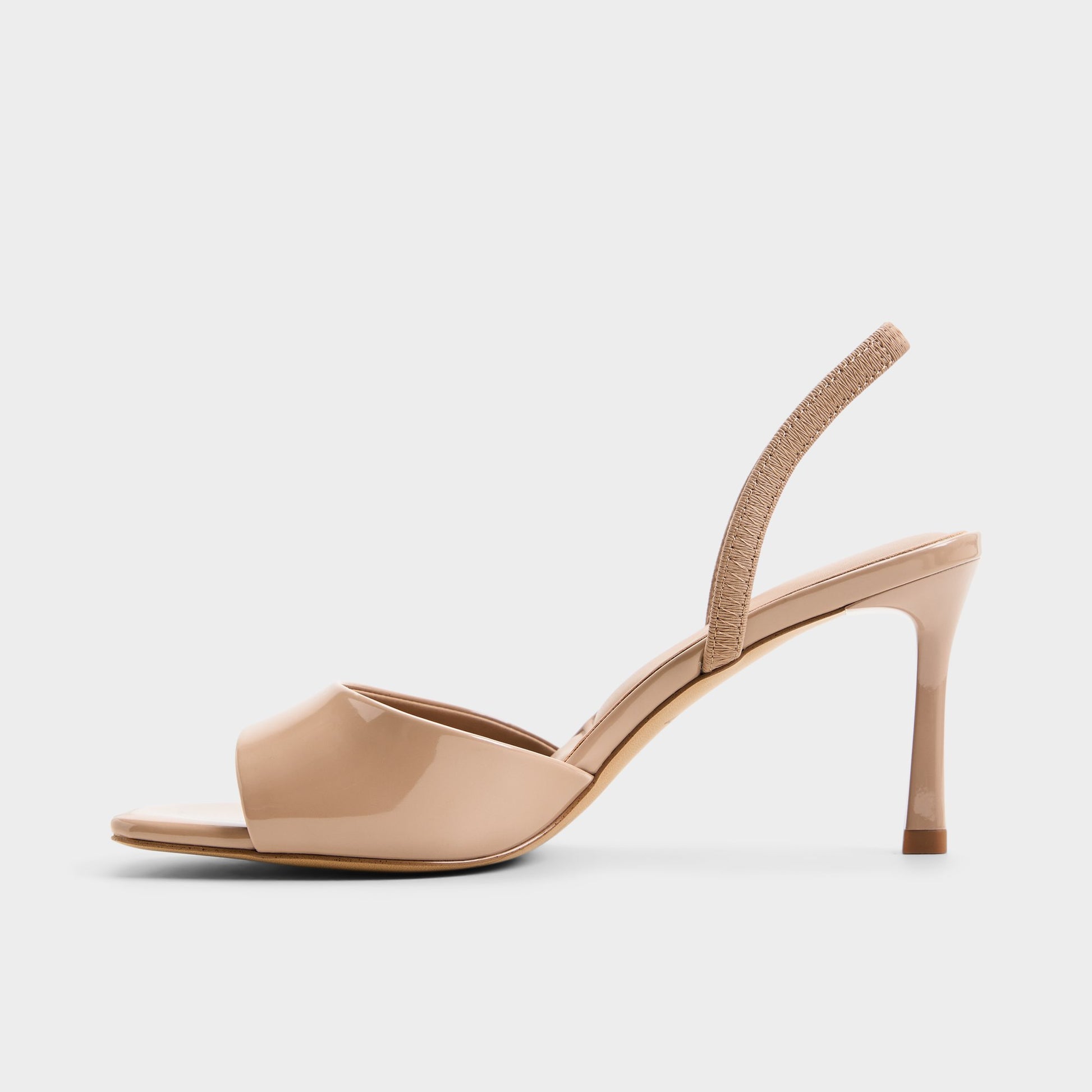 Side view of Medium beige Andya Slingback heeled sandal