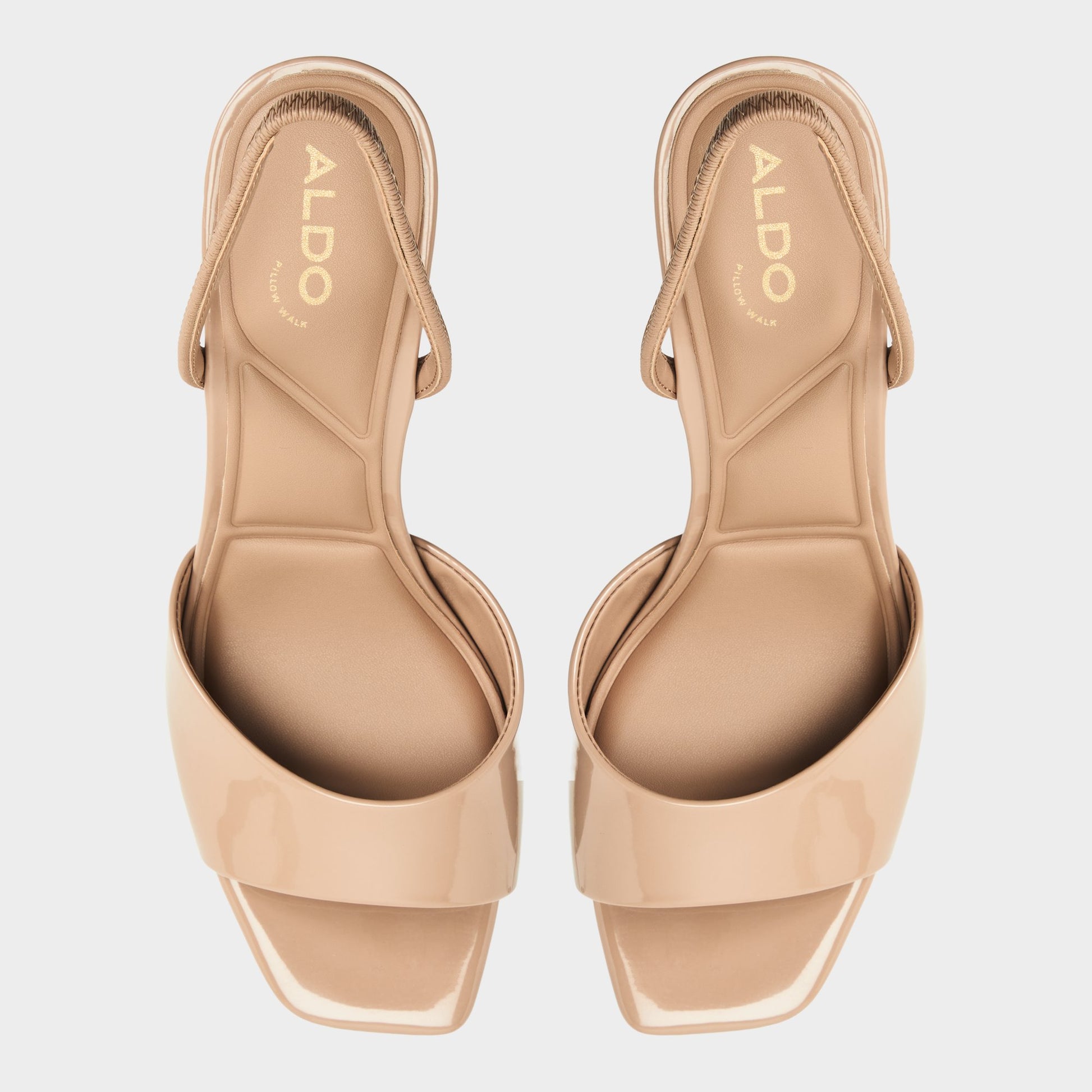Top-down view of the Medium beige Andya Slingback heeled sandal