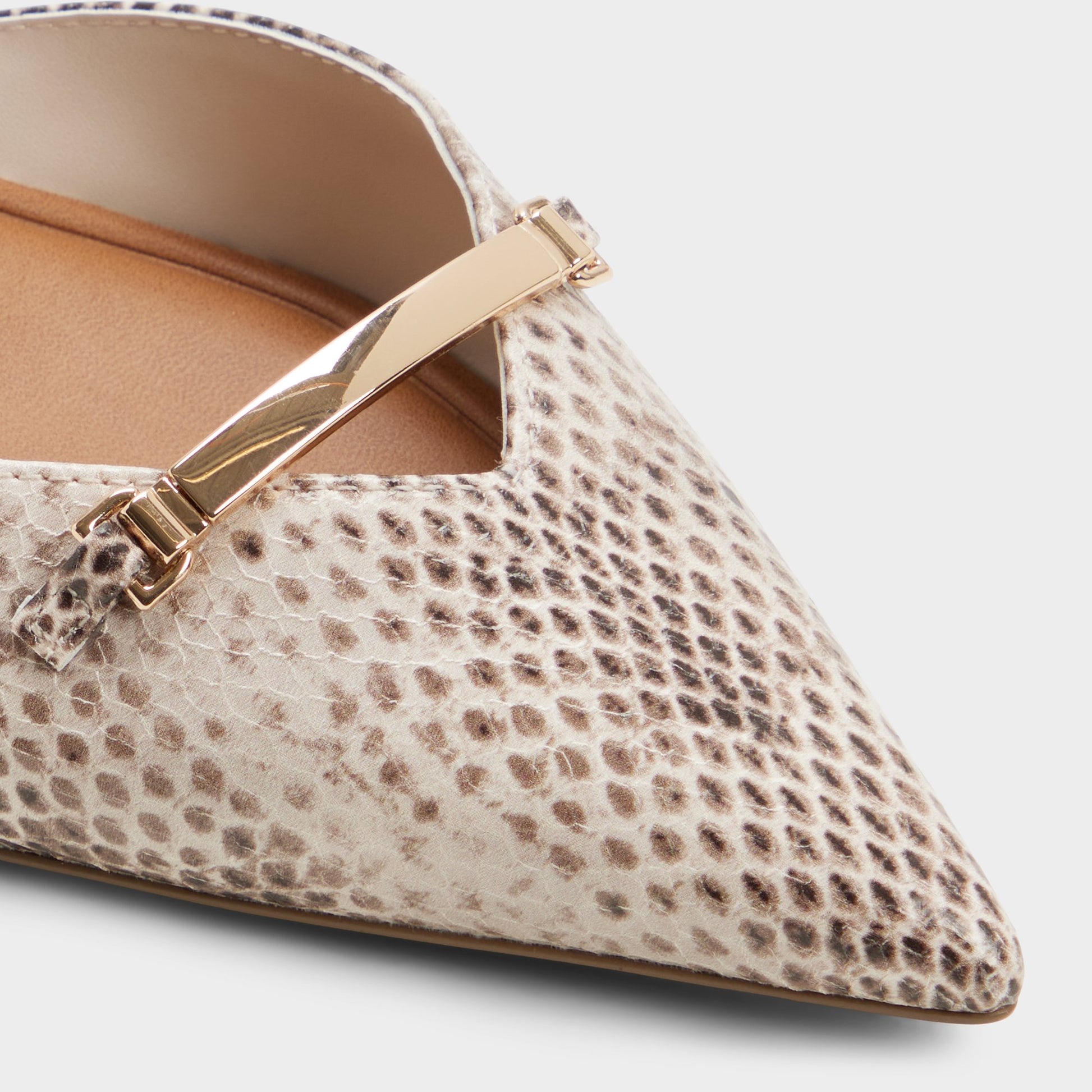 Close-up of the Grey multi Nailah Slingback kitten heel