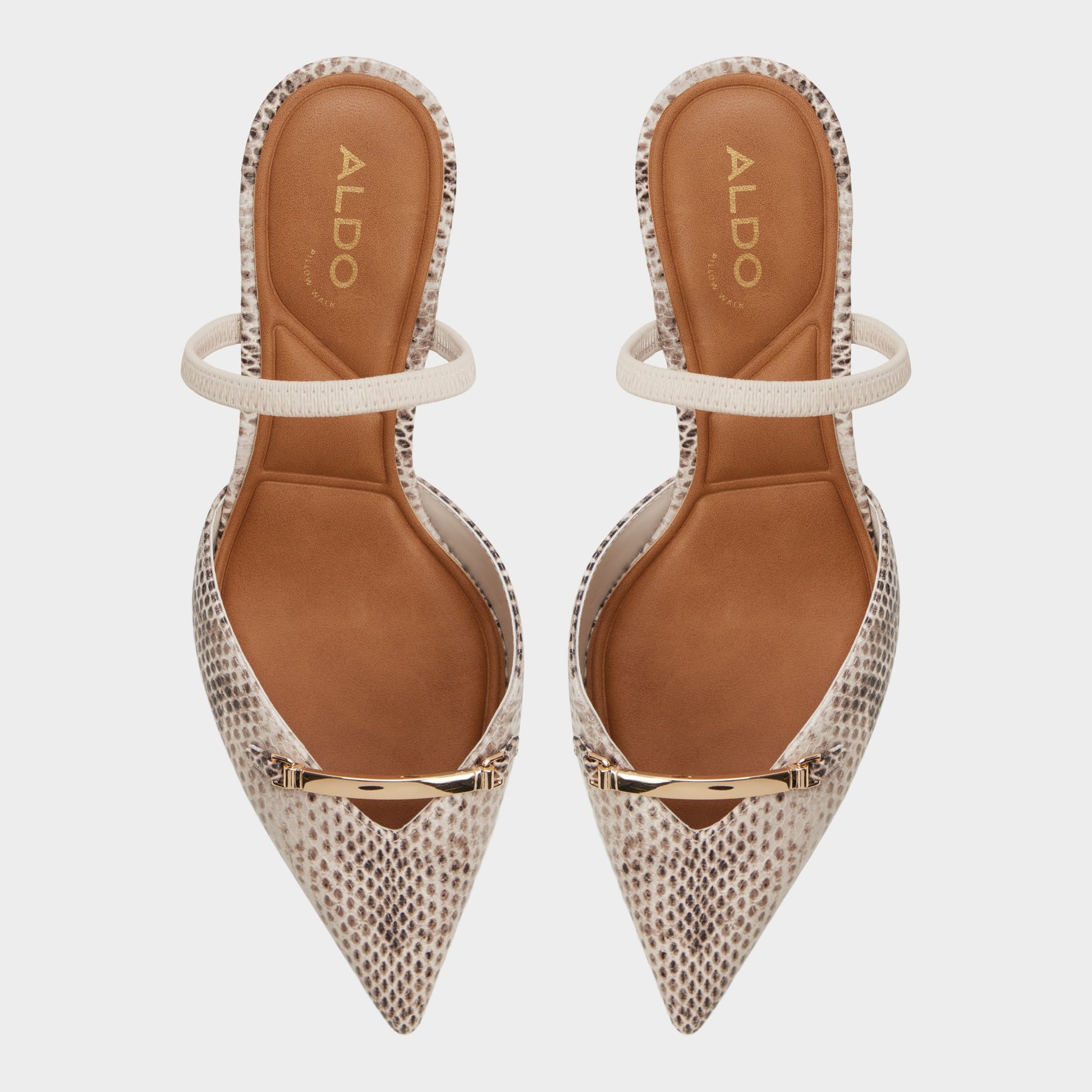 Top-down view of the Grey multi Nailah Slingback kitten heel