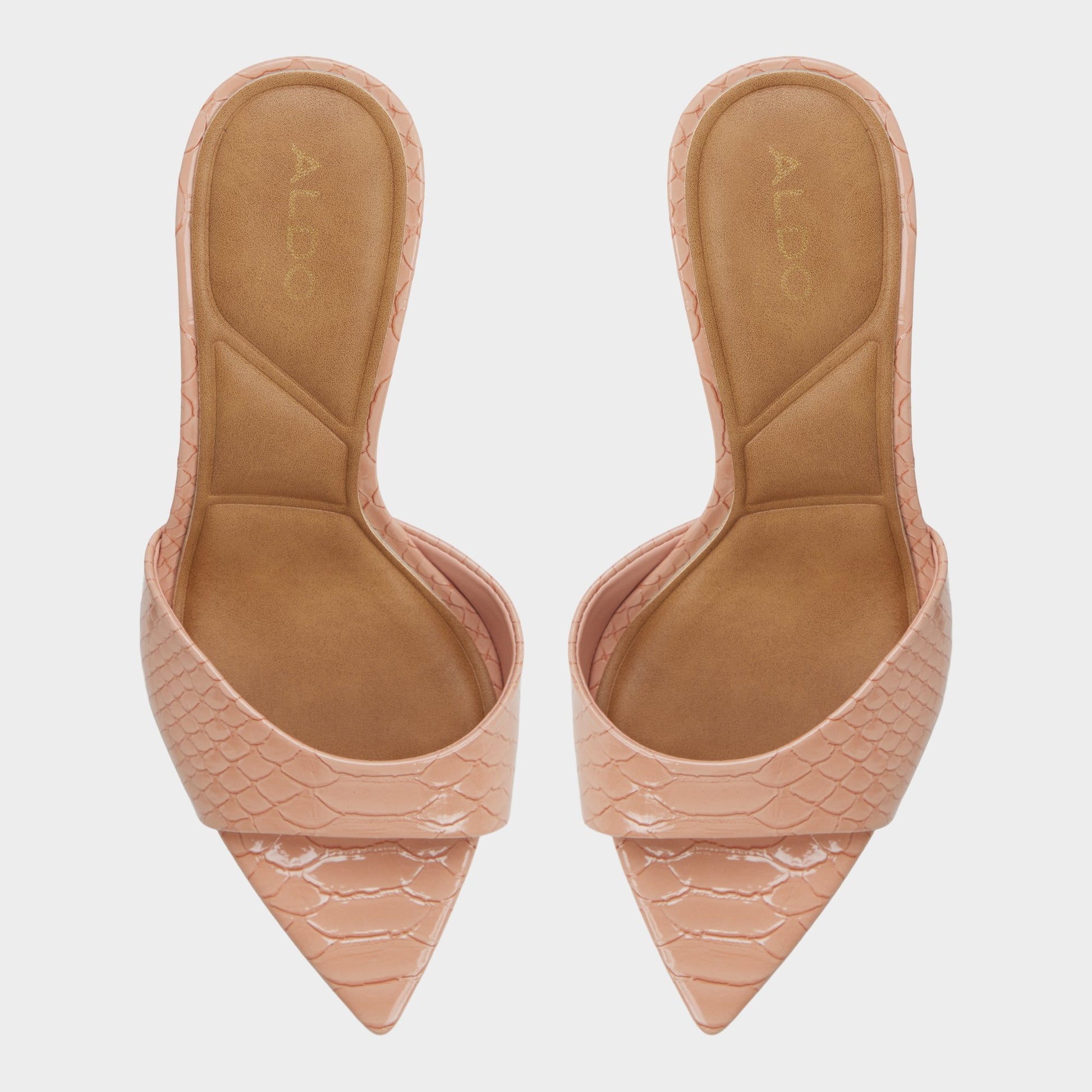 Top-down view of the Medium pink Reanna Heeled mule
