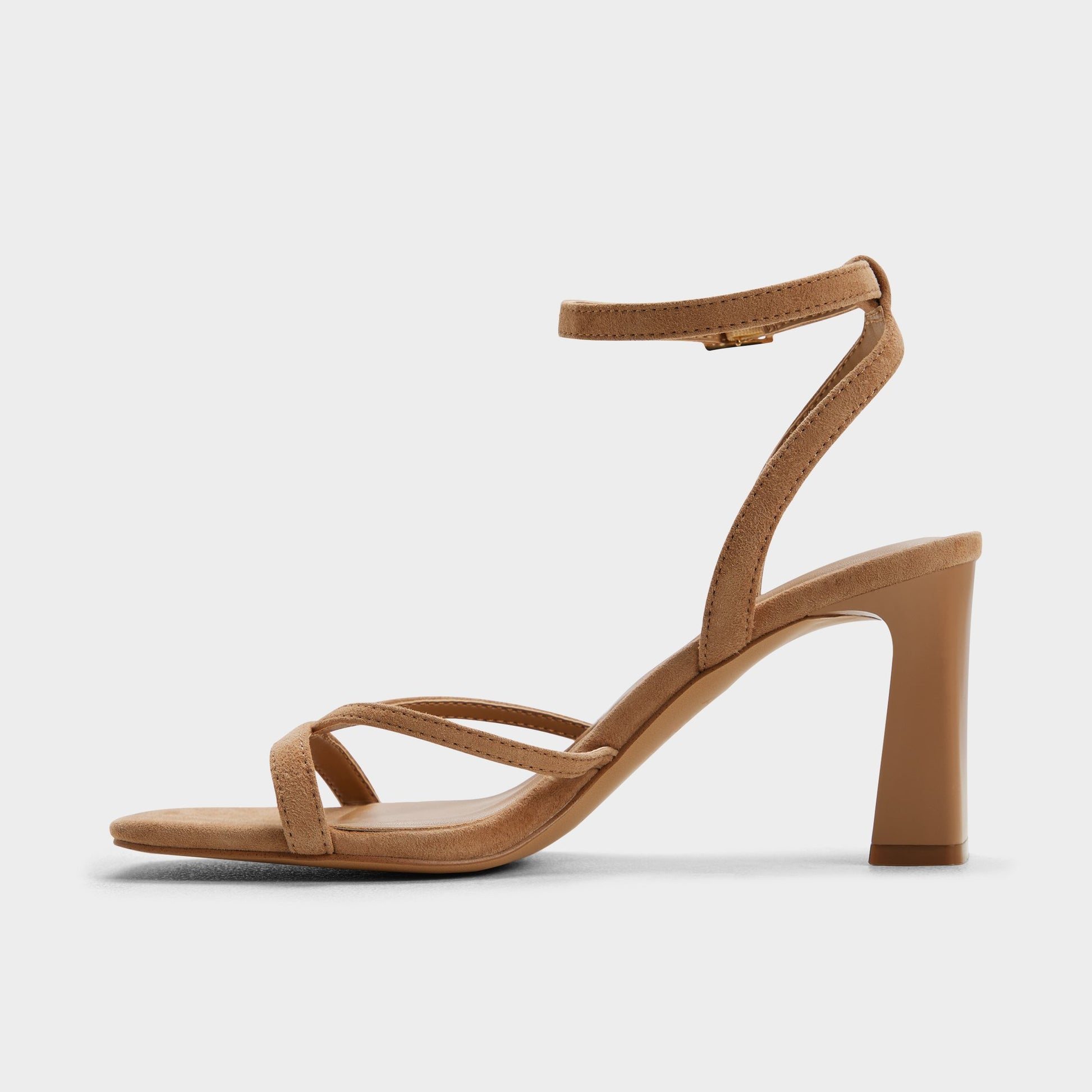 Side view of Medium brown Stellare Strappy heeled sandal
