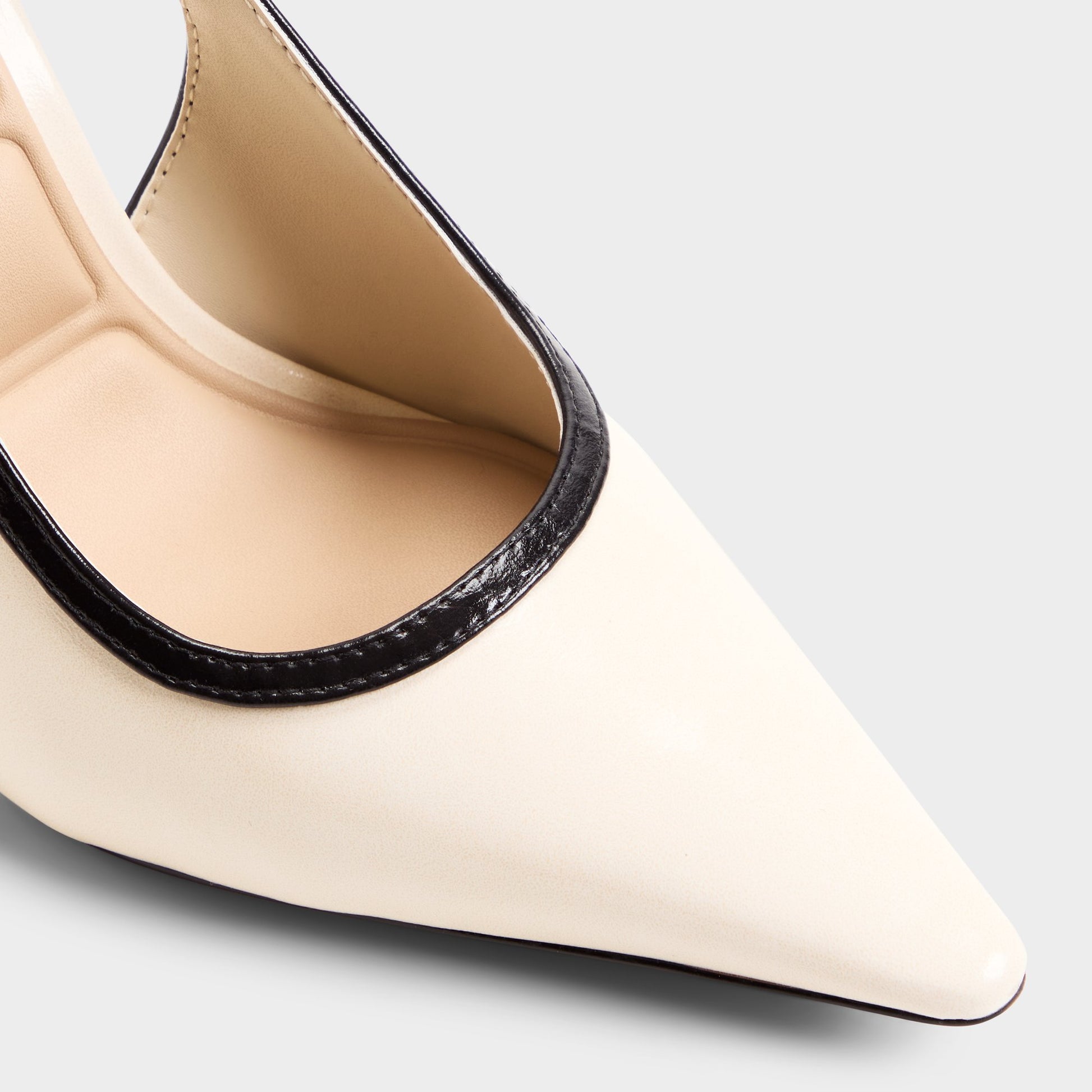 Close-up of the Beige combo Pearlescent Sling back high heel