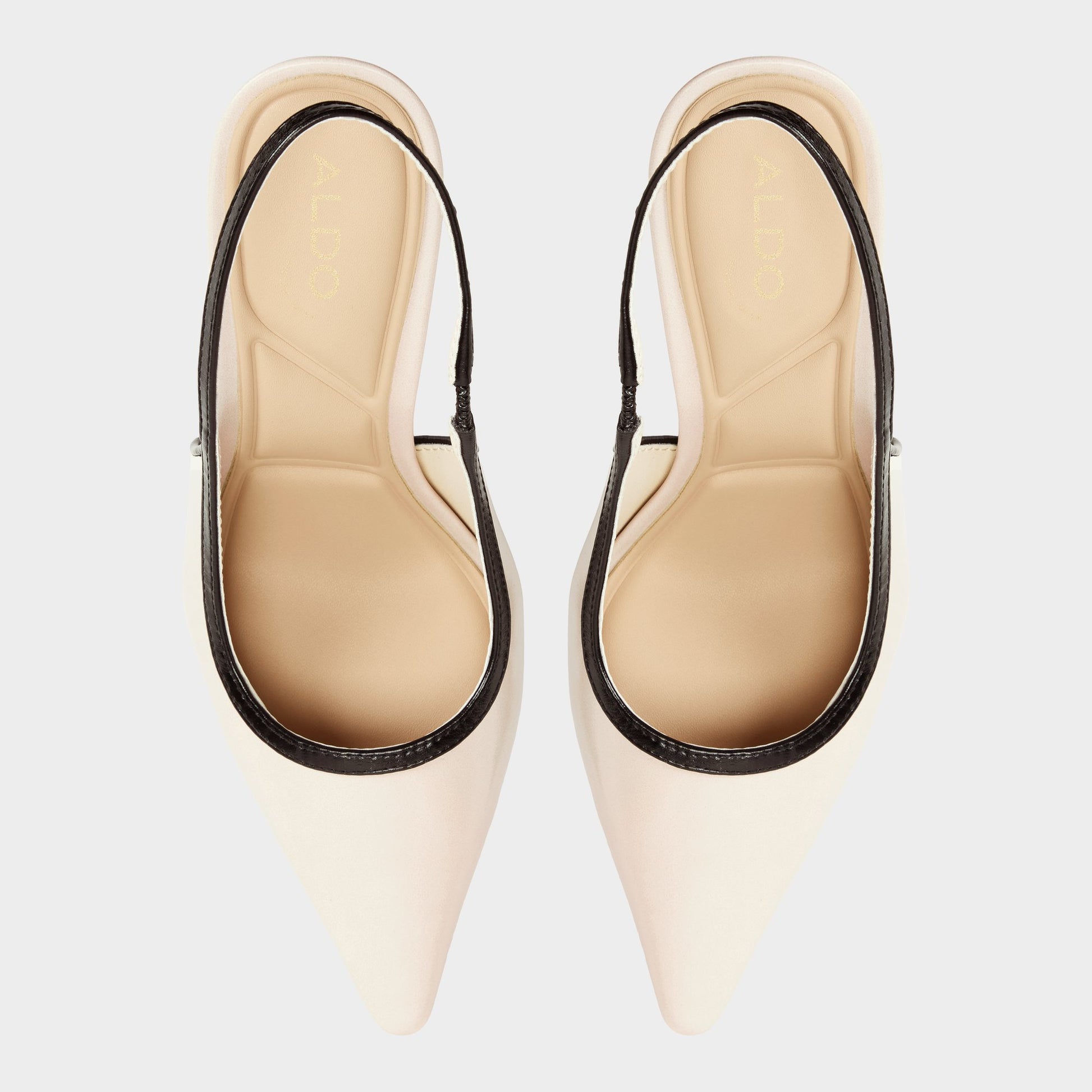 Top-down view of the Beige combo Pearlescent Sling back high heel