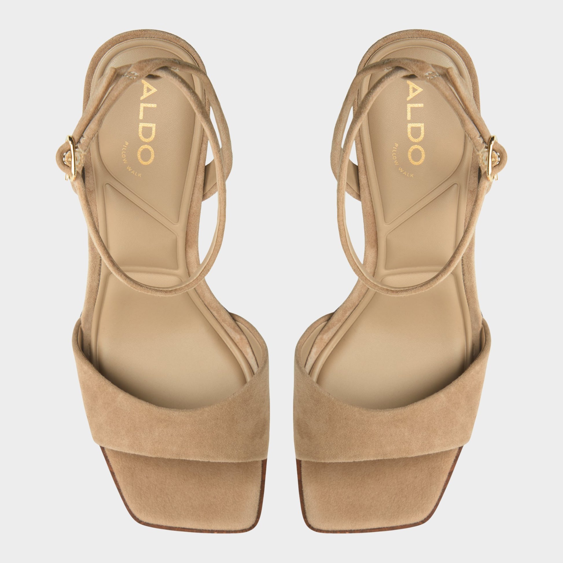 Top-down view of the Taupe Lothon Strappy heeled sandal